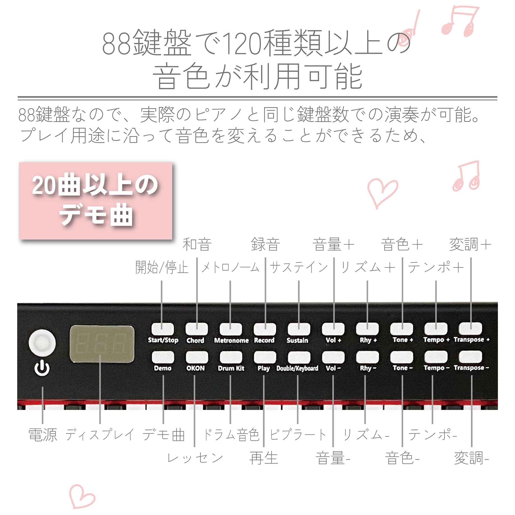 Amazon.co.jp: CEULA 電子ピアノ 88鍵盤 白 スタンド付き キーボード 