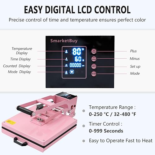 Miniatura 4 de Prensa de calor de 15 x 15 pulgadas para camisetas, máquina de prensa de calor deslizante de 1400 W, máquina de prensa de calor de concha estable y