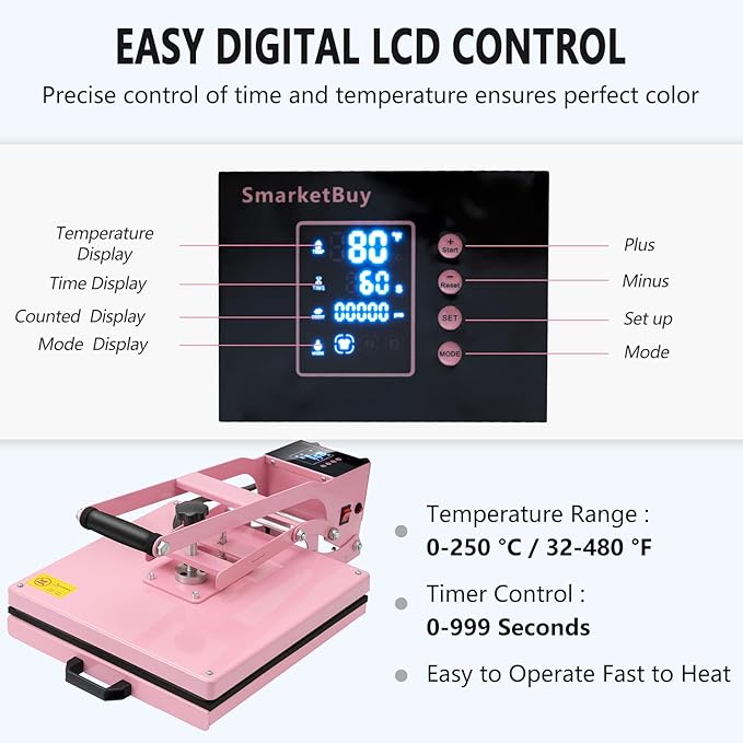 Termofijadora 15x15 Pulgadas 1400W para Camisetas, Prensa de Calor miniatura 4