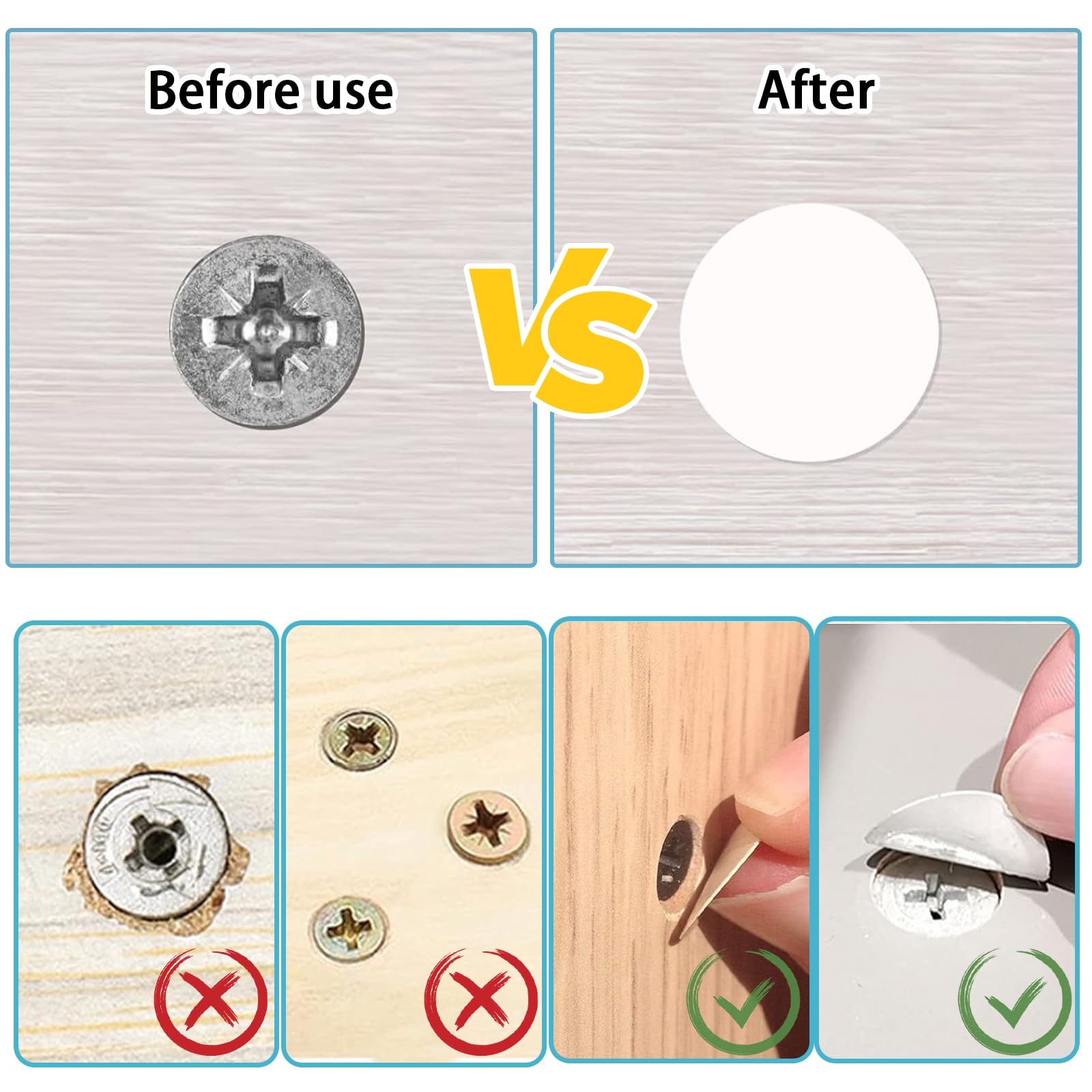 Kit Copriforo Bianchi - 388 Pezzi, Adesivi Per Viti, 12mm E 21mm, Per Mobili E Pareti - Foto 12