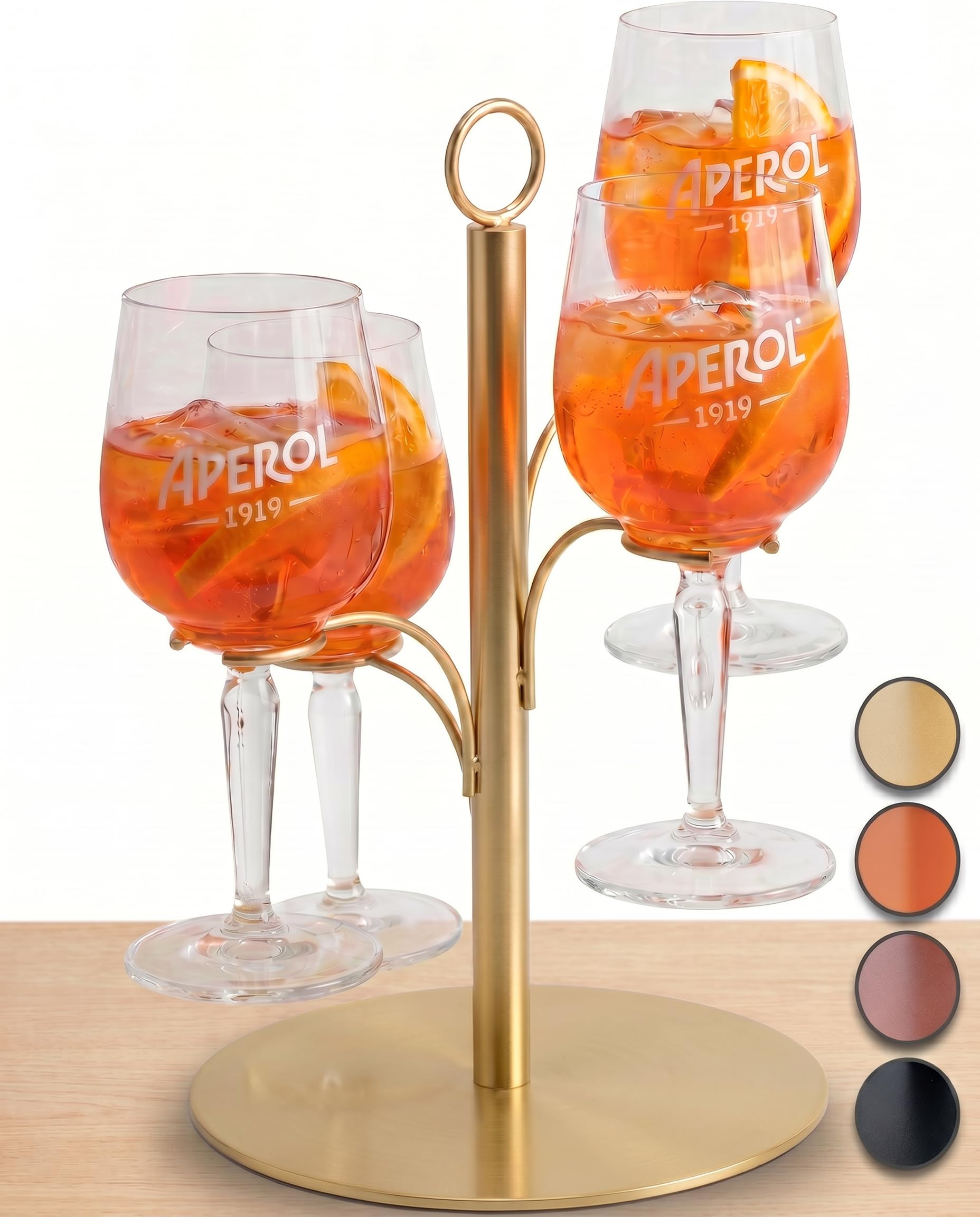 SpritzUpYourLife Getränke Tower ohne Montage - Aperol Ständer für 4 Gläser - Aperol Geschenk für Freundin - lustige Aperol Deko