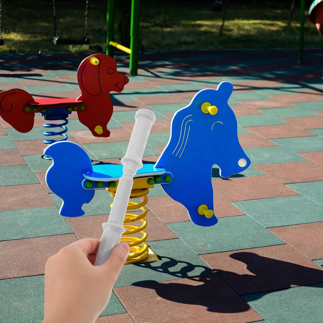 Cabilock Rocking Horse Replacement Handle, 9.84 Inch Plastic Threaded Grip for Kids Riding Toy Horse Repair, Light Gray