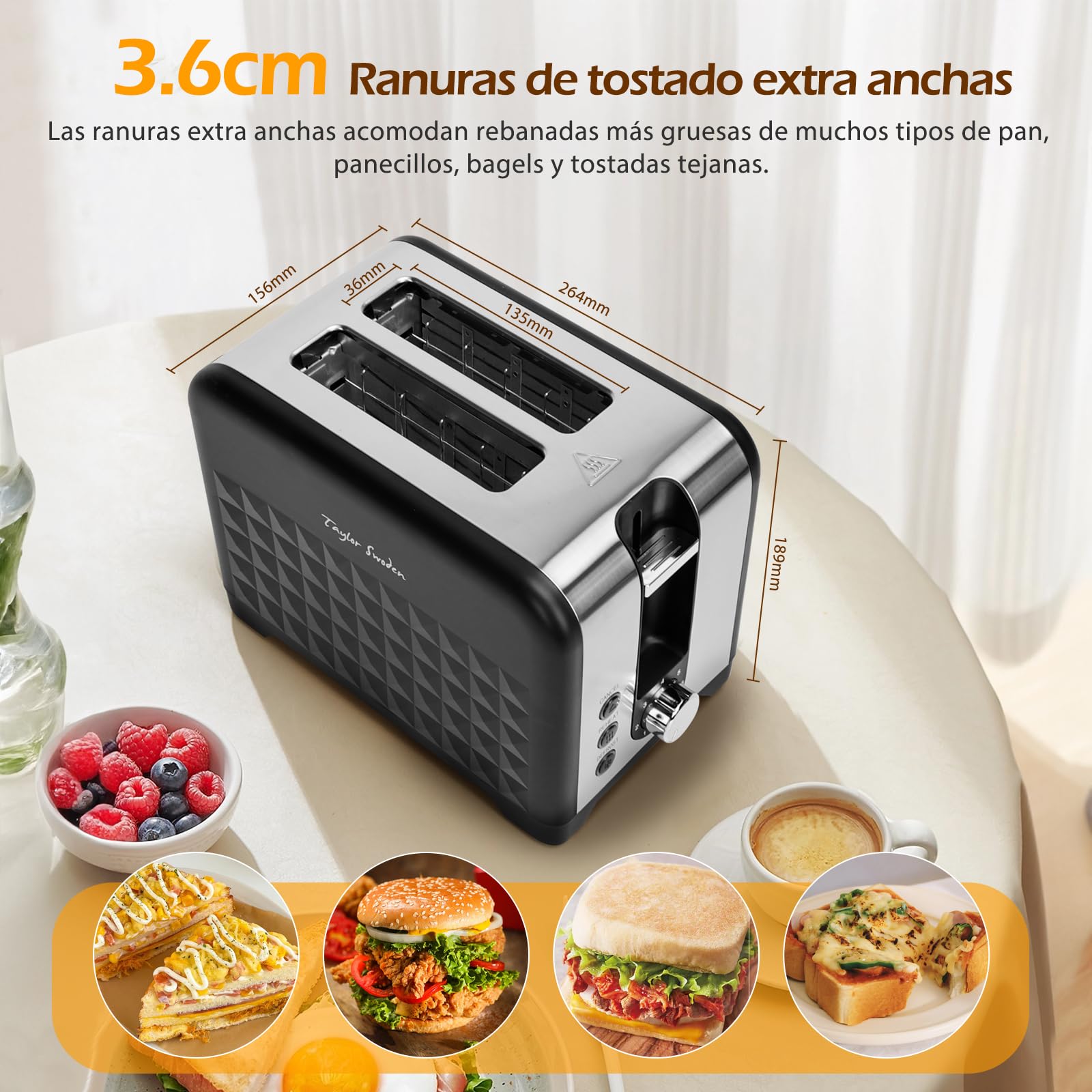 Tostadora De Pan Oster Tostador De Rebanadas Con Ranuras Extra