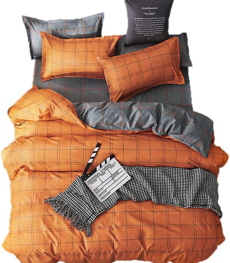 Housse de couette à carreaux pour une chambre d'amis moderne et cosy