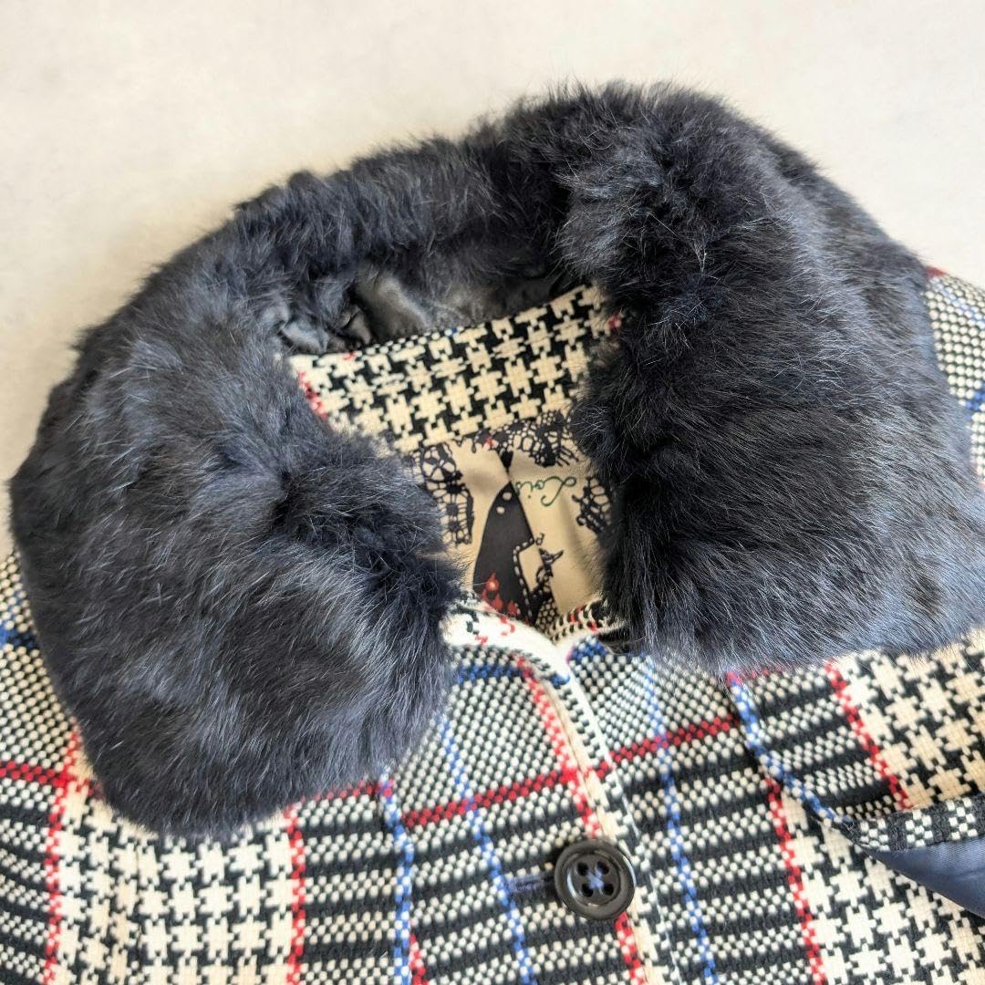 Lois CRAYON チェック ポンチョ ロイスクレヨン ファー サイズM - WWW