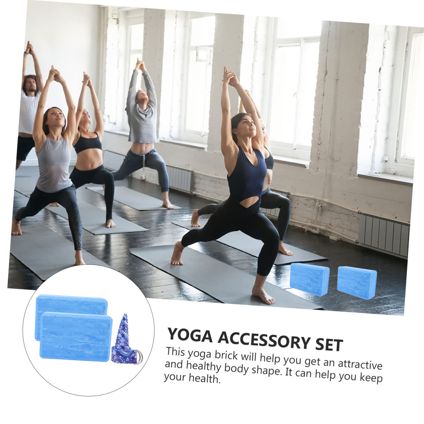 Blocco Yoga Eva ad Alta Densità per Allenamento, Set 1 | Superficie Piatta, Supporto per Rilassare Corpo, Accessorio da Esercizio in Blu