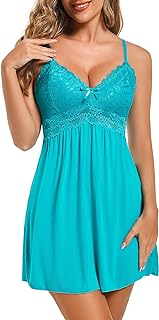 Ababoon Sexy Lingerie Women Lace Modal Sleepwear Chemises V-Neck Full Slip Babydoll Nightgown