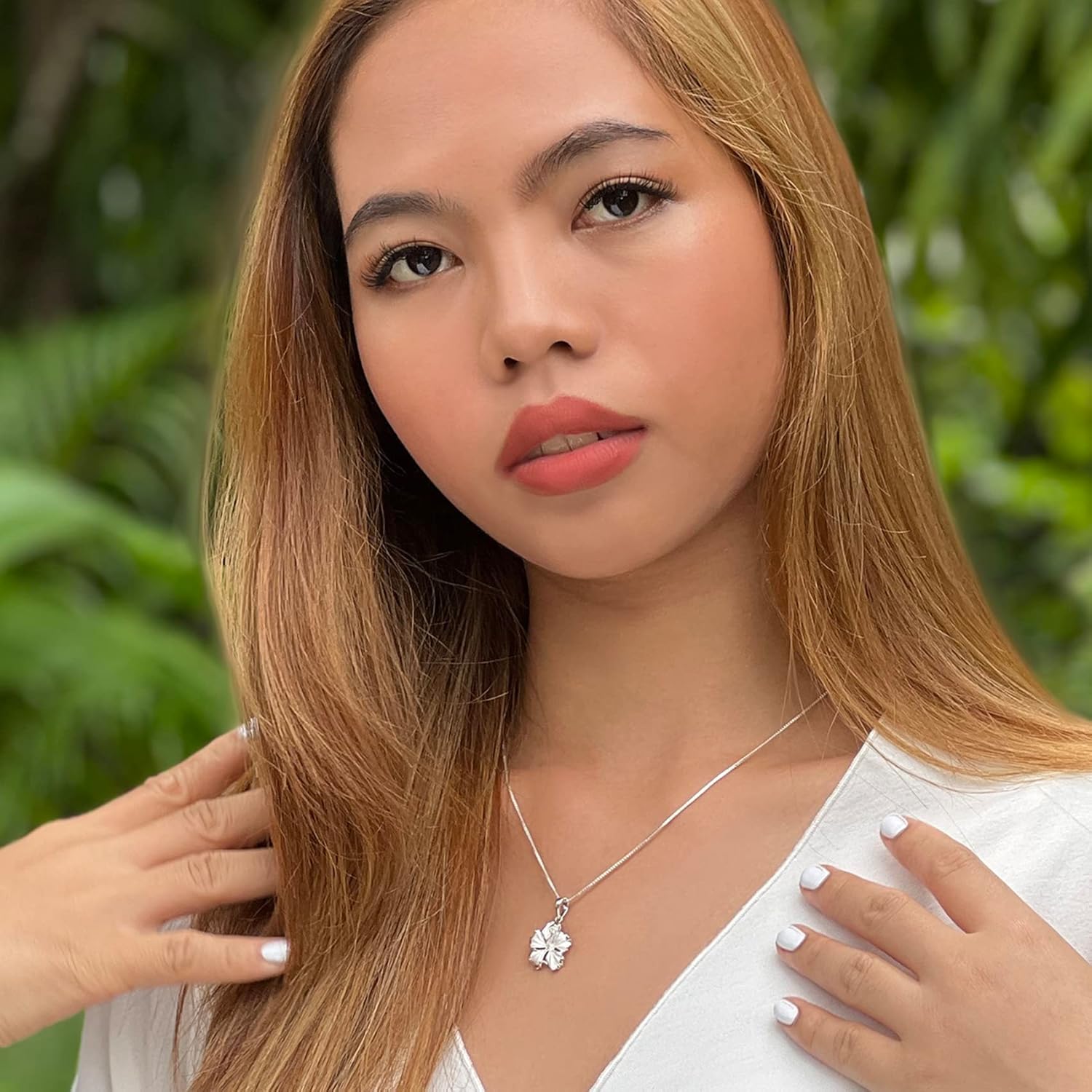 Hawaiian Silver Jewelry 17mm Sterling Silver Hibiscus Pendant Necklace, Chain Necklace with Hibiscus Flower Pendant, 16+2" Extender, Made in Italy - Image 4