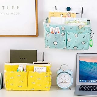 behone 2 pièces Poche de Lit Organisateur, Organisateur de Chevet Lit, Panier de Rangement Multifonction à Suspendre, organisateur de chevet suspendu, Téléphone, Boites de mouchoirs pour Télécommande