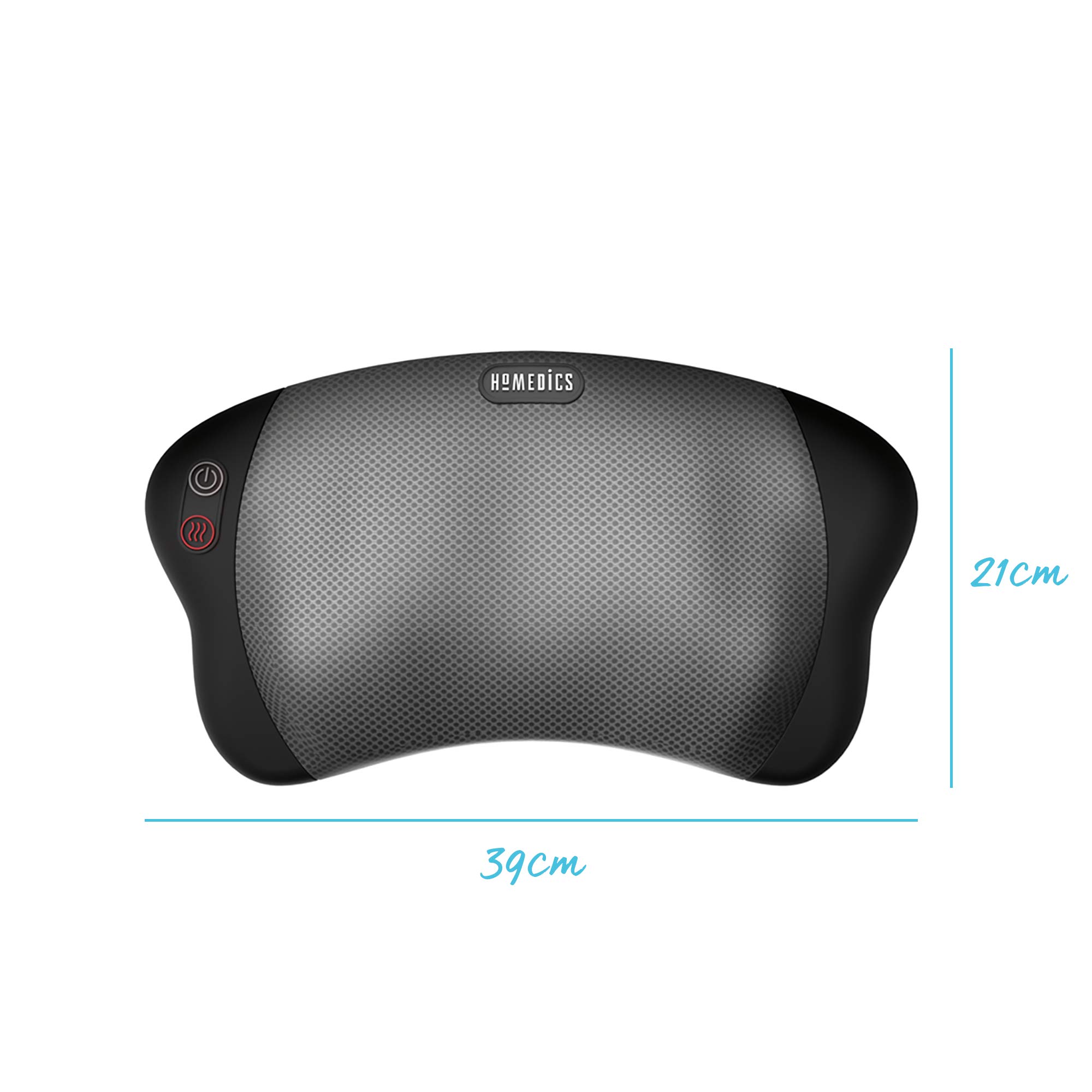 HoMedics Cuscino Massaggiante Shiatsu, Massaggiatore Cervicale Elettrico Multiuso, Massaggiatore con Funzione di Riscaldamento per Rilassare Collo, Spalle, Schiena, Zona Lombare e Gambe, Nero