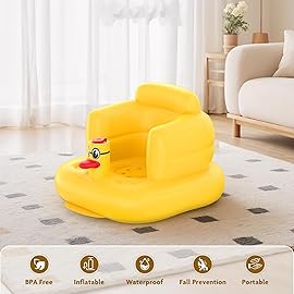 Mink Inflatable Baby Seat for Babies 3+ Months,Infant Floor Seats for Sitting Up,Portable Blow Up Baby Chair with Built in Air Pump, Ideal for Sitting Up and Learning to Play (Duck)