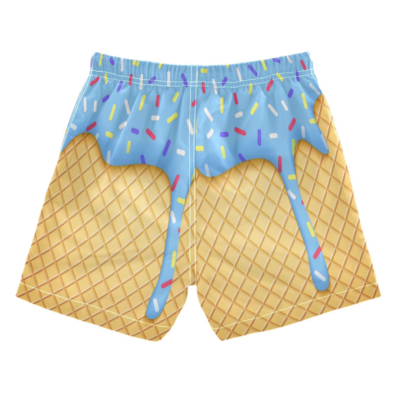 Boccsty Ice Cream Cone Blue Glaze Boys Swim Trunks Summer Toddler Beach Board Shorts Kids Swimsuit Swimwear S