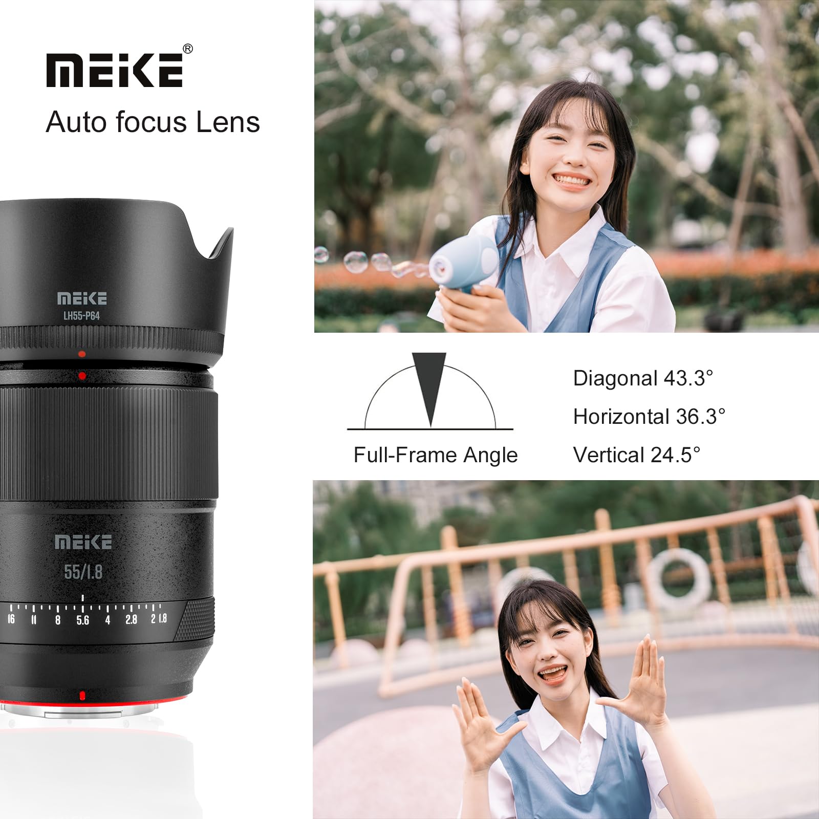 Meike 55mm F1.8 Pro Series Auto Focus STM Vollformat Standard Hochauflösendes 8K Prime Portrait Objektiv Kompatibel mit Fujifilm X Mount Kameras X-T1 X-T2 X-T3 X-T4 X-T5 X-T10 X-T20 X-T100