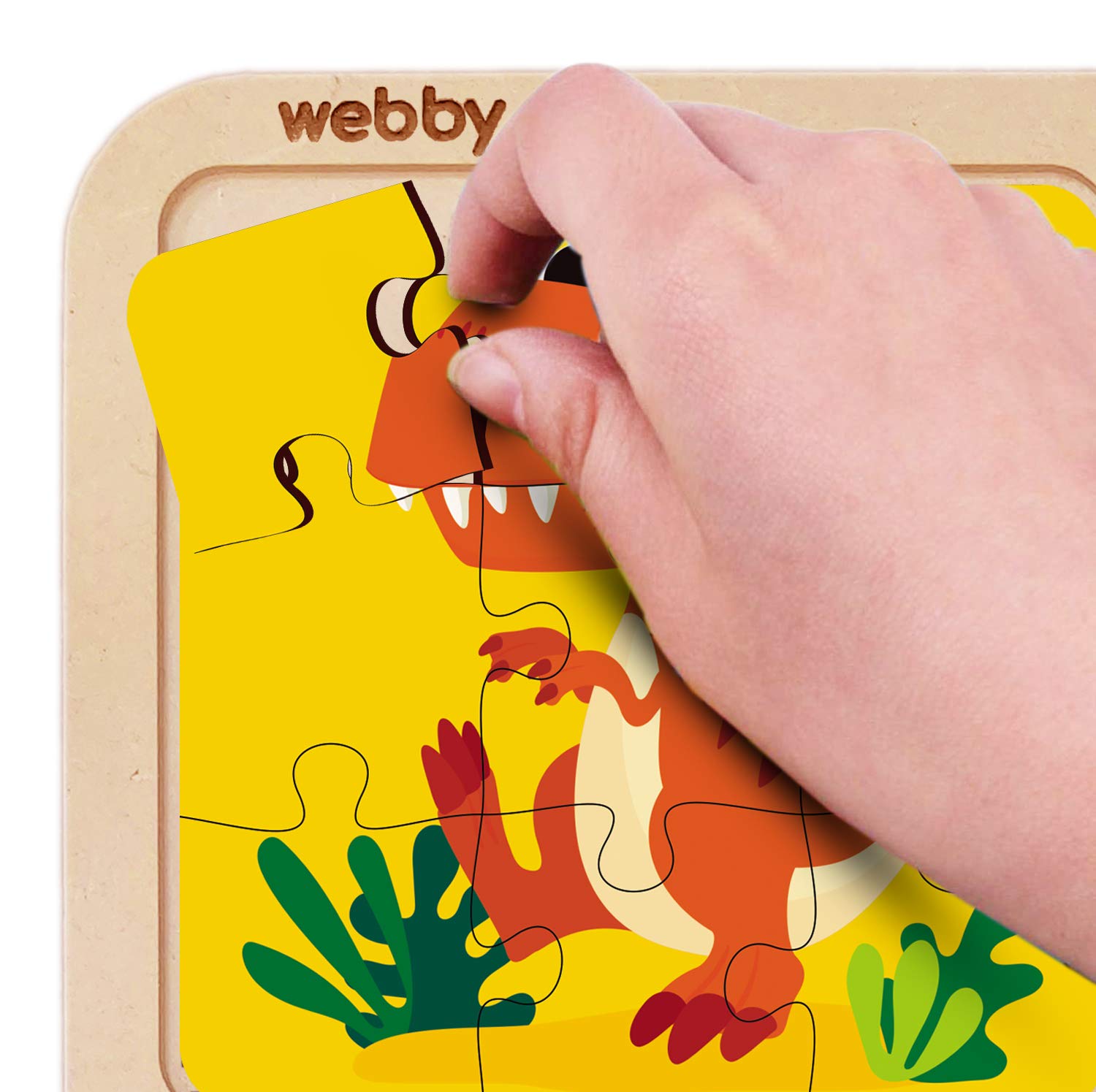 Webby 4 in 1 Dinosaur Wooden Puzzle Toy for Kids, Multicolor - Image 4