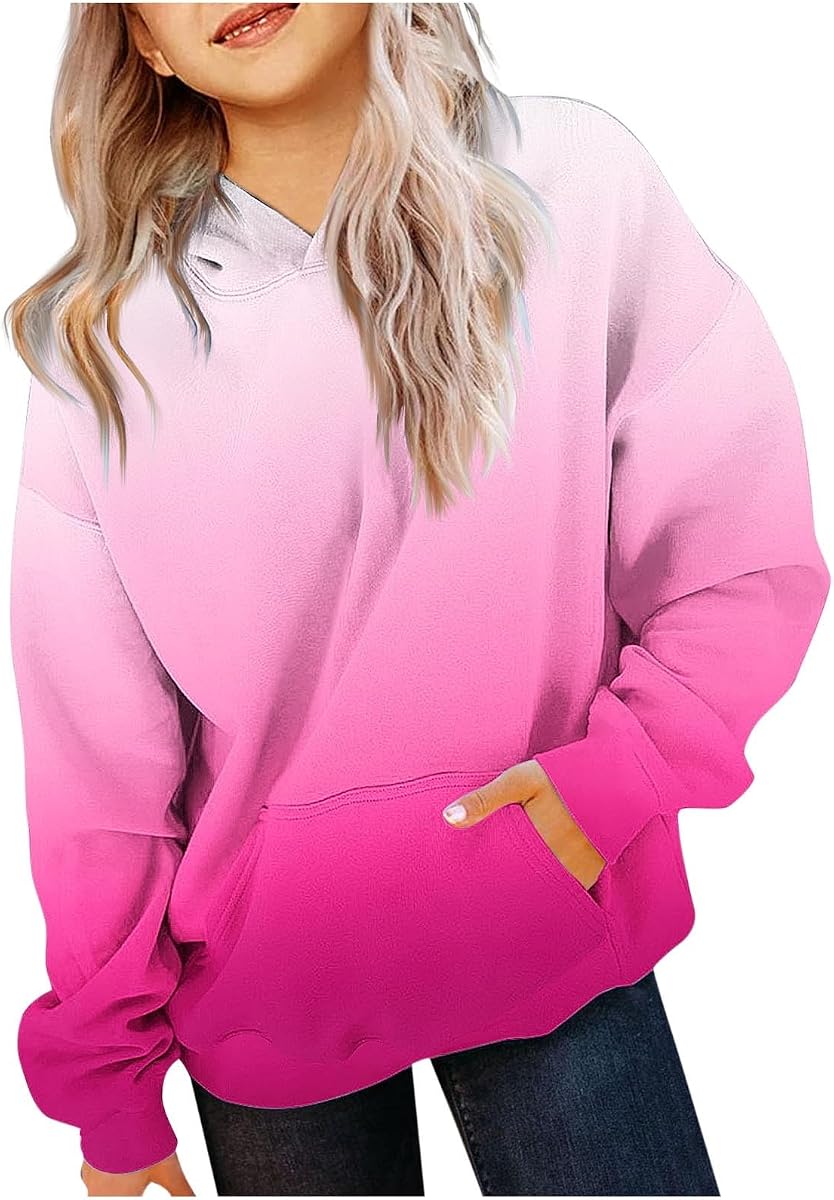 Sudaderas con capucha para niñas adolescentes lindas de moda jóvenes de manga larga de gran tamaño con capucha sudaderas Tween Tops invierno Preppy ropa