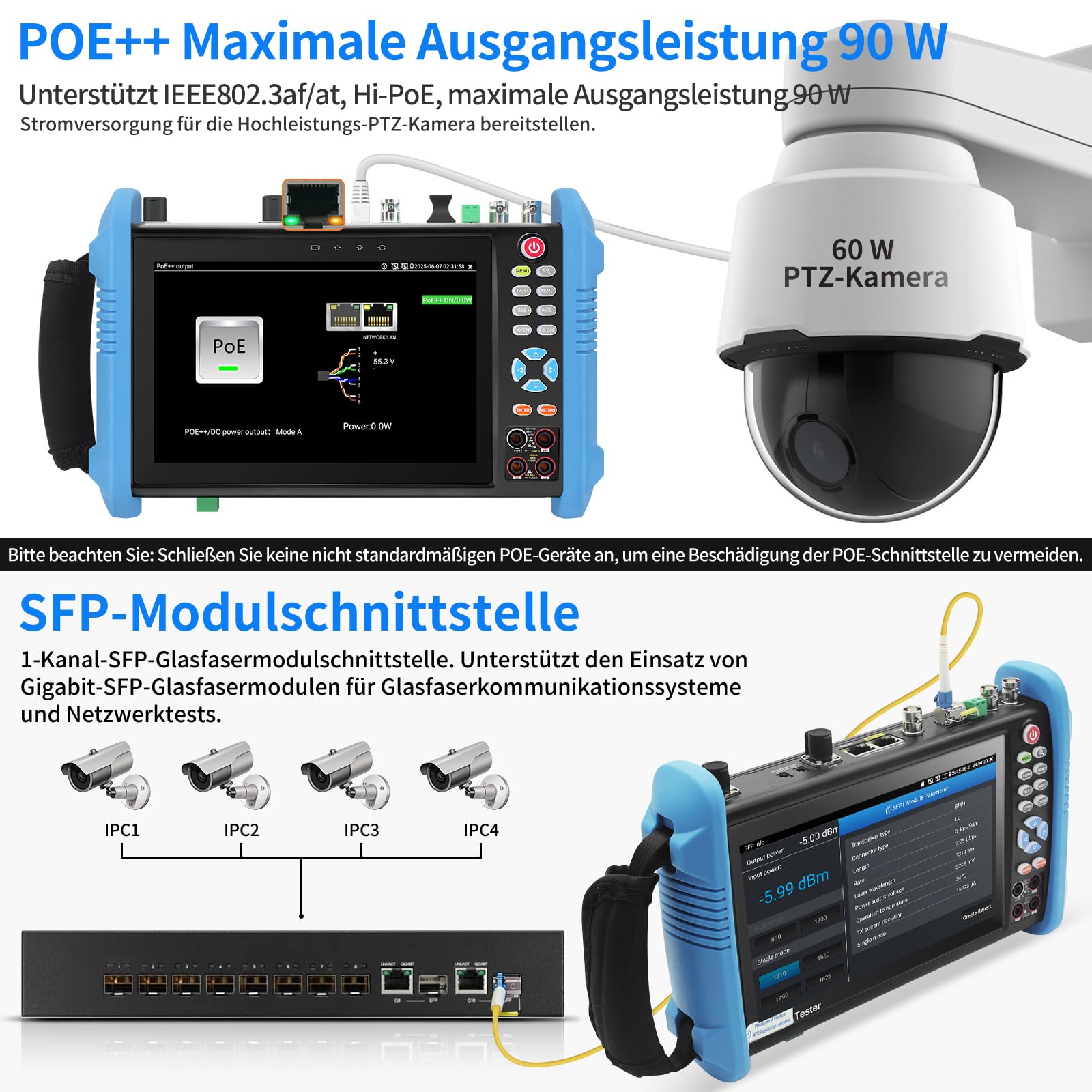 Henkion IPC-9800MOVTADHS Pro CCTV-Kameratester 8K 32MP IPC-Test 7-Zoll-IPS-Touchscreen-Monitor CCTV-Tester Unterstützung 4K 8MP HD-TVI CVI AHD SDI IP-Kameratest DMM OPM TDR POE RS485 WiFi HDMI VGA