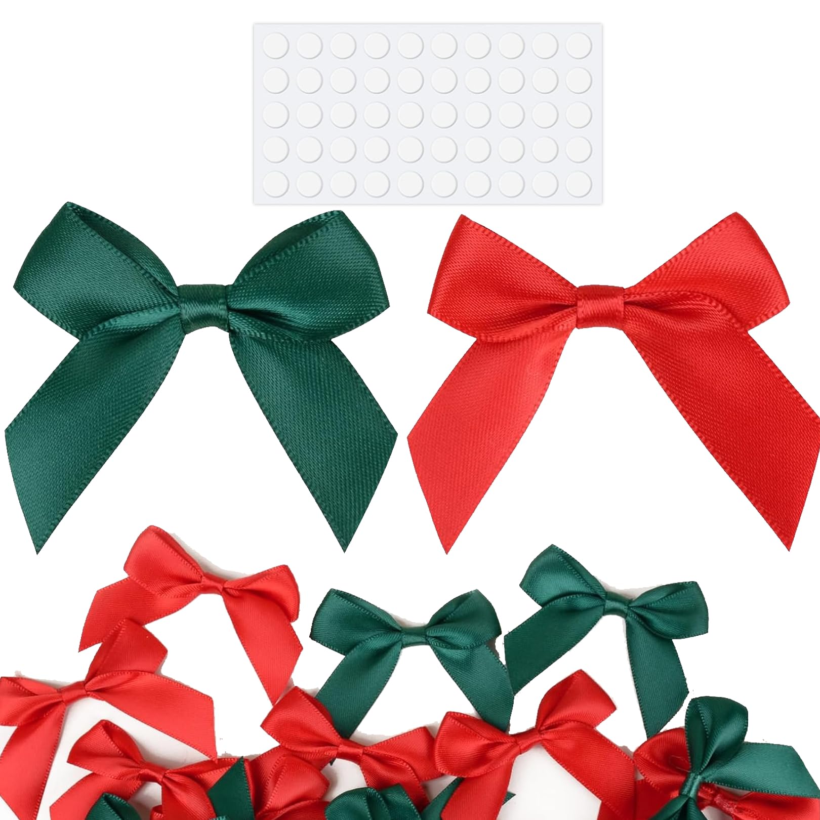 Sgehenr Red Green Bows for Christmas Tree Decorations,48Pcs Statin Bows Ribbon Craft Bows Baskets Bows Ornaments Christmas Bows for Gift Wrapping Xmas Wedding Presents Bowknot Party Decors