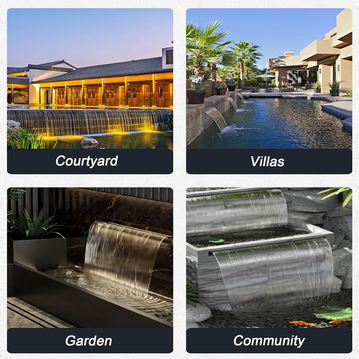 Stainless Steel Outdoor Pond Waterfall Spillway Box, Flush-Mounted Pool Fountain for Patio, Durable Overflow Water Fountain Outlet