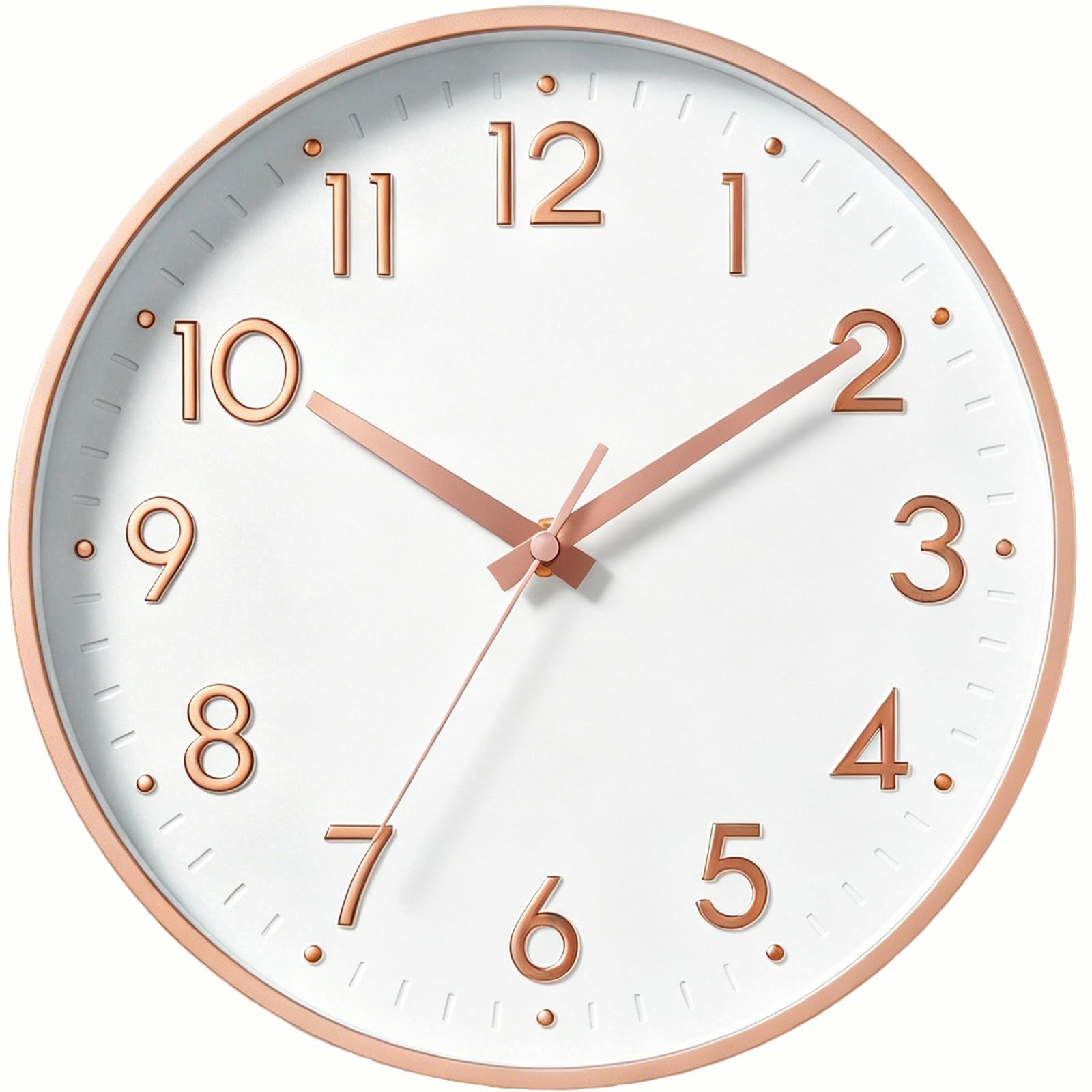 Mosewa 12 Inch Wall Clock Battery Operated Silent Non Ticking Analog