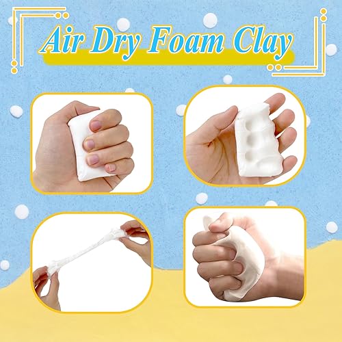 Miniatura 3 de Paquete de 50 arcilla de espuma blanca seca al aire, arcilla mágica suave para modelar, arcilla seca al aire súper ligera para niños, manualidades