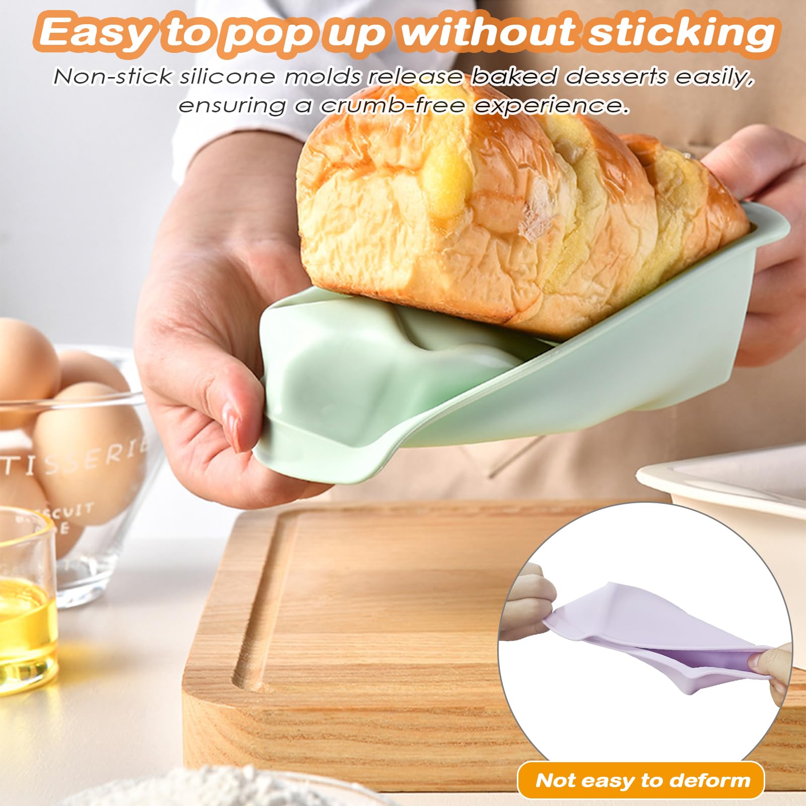 Stampo Plumcake In Silicone - 4 Pezzi Rettangolari Antiaderenti, 20x9.5x5.5cm, Per Forno E Congelatore