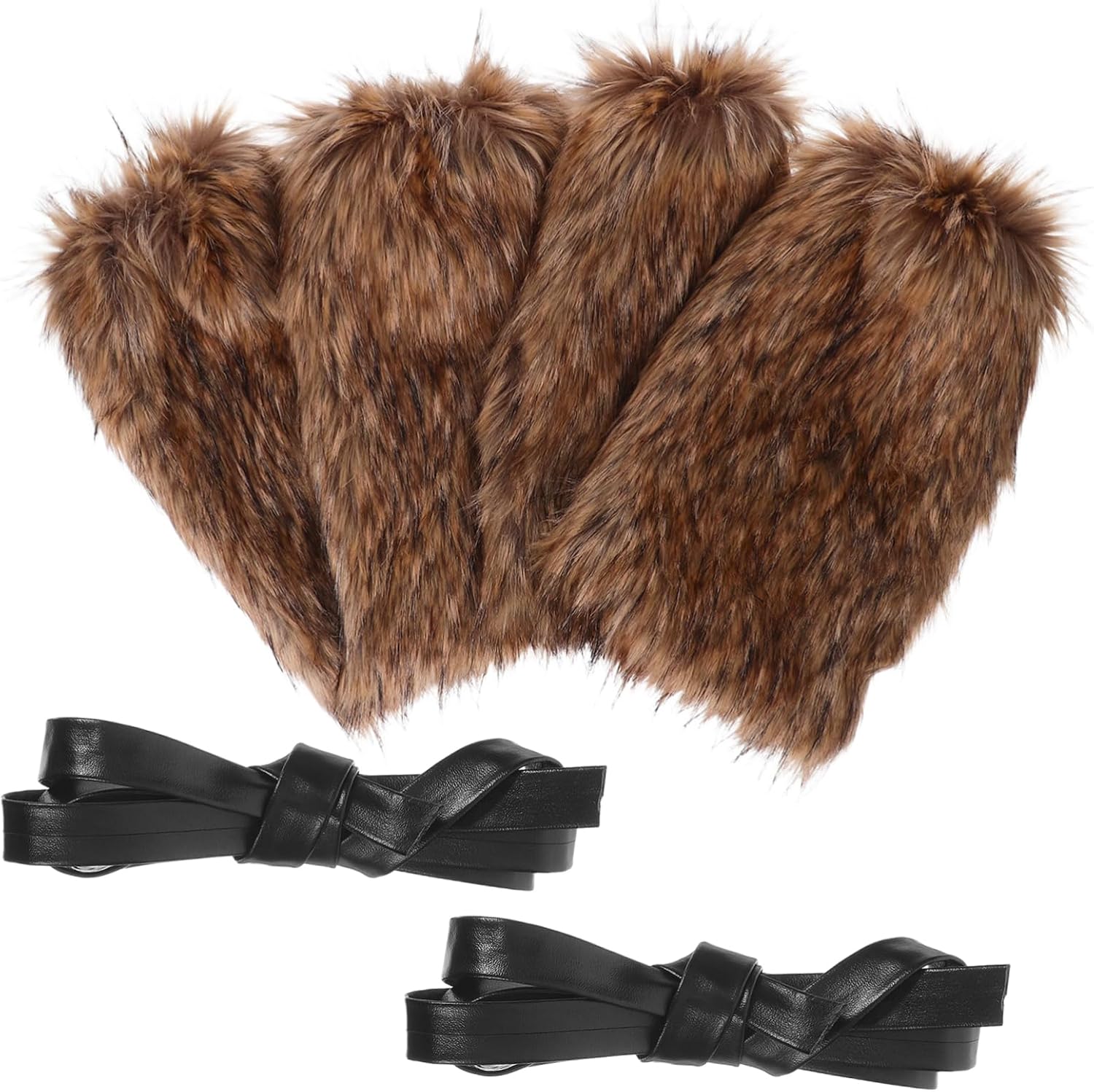 Gatuida 2 Pairs Viking Leg Wraps Adjustable Furry Leg Warmers for Halloween Cosplay Soft Durable Essential Accessories for Medieval Themed Parties Dress Up