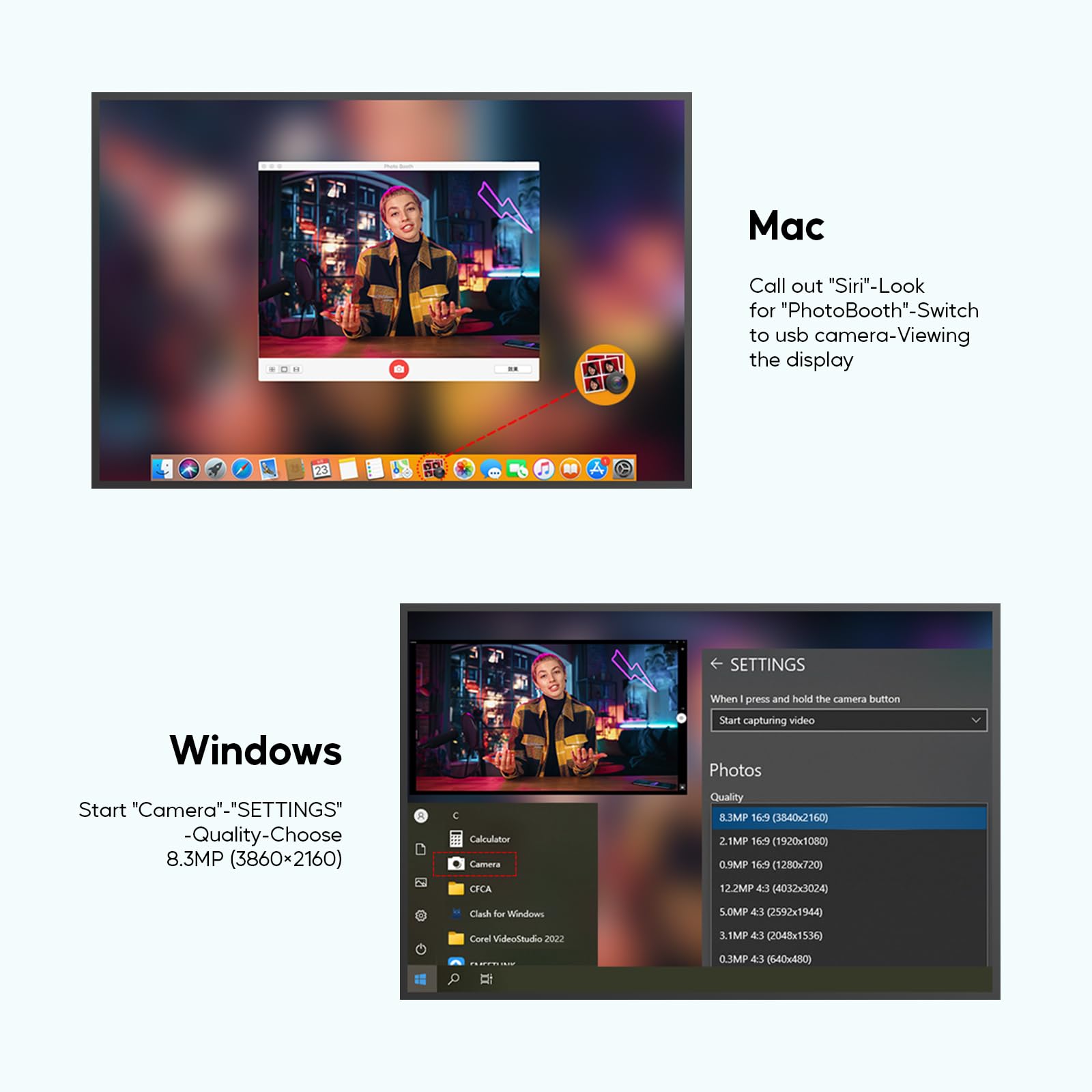Nisheng 4K Webcam, Streaming Camera for PC with 2 Noise-Canceling Microphones, USB Webcam for Laptop, Built-in Privacy Cover, Plug & Play Camera for Zoom, Teams, Streaming, and Gaming Recording: S7