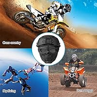 Vista 7 de Casco y máscara de Airsoft, máscara de cara completa con gafas desmontables, casco negro de paintball con soporte NVG y riel lateral, equipo táctico