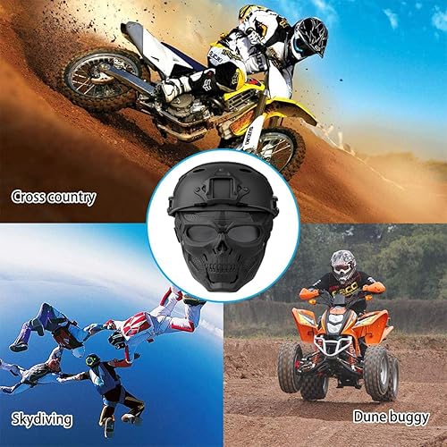 Miniatura 7 de Airsoft Helmet and Mask, Airsoft Full Face Mask, Detachable Airsoft Goggles,Paintball PJ Fast Helmet with Front NVG Mount and Side Rail,Military