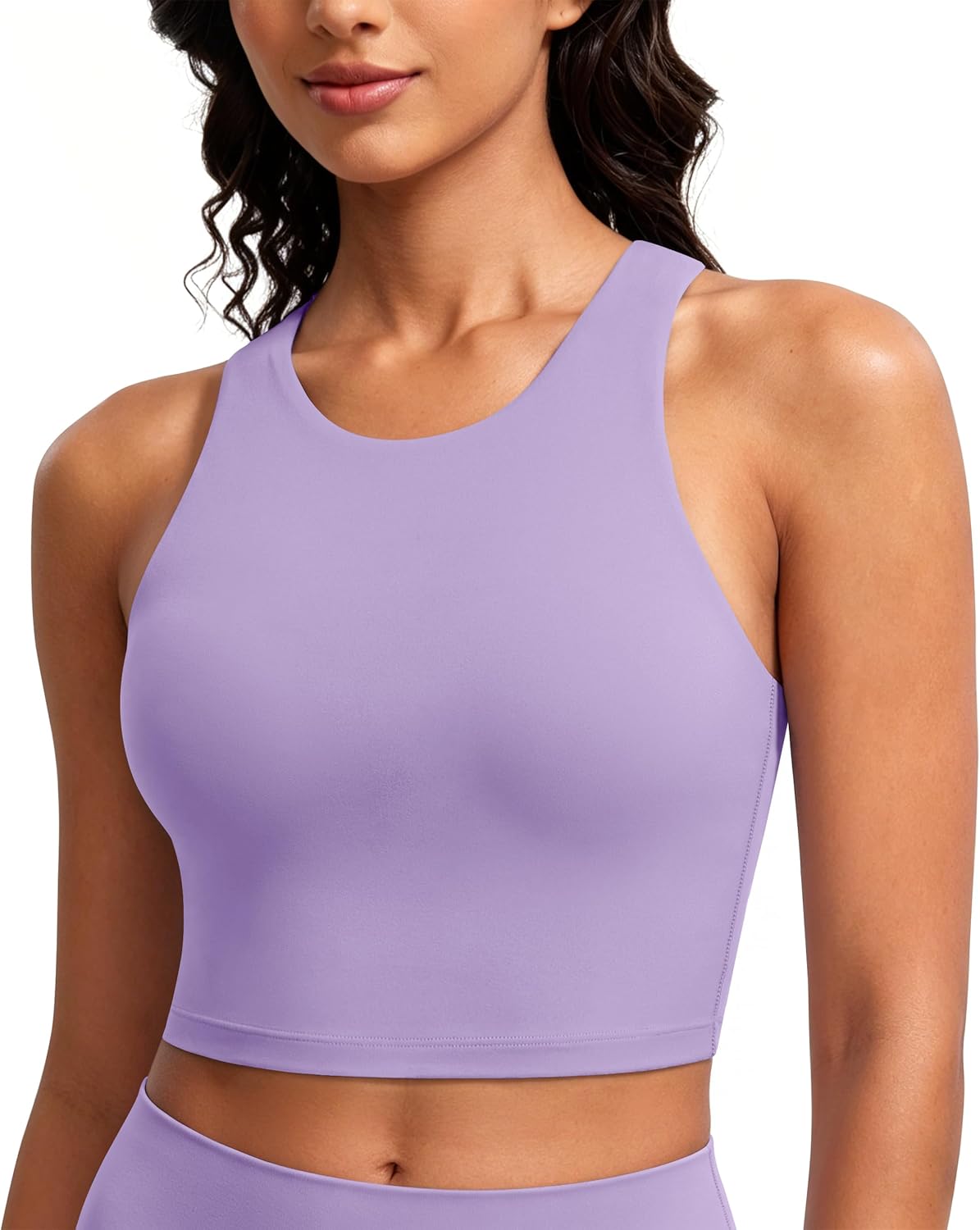 BAYDI Clouduxi High Neck Sports Bras for Women - Padded Workout Tank Tops with Built in Bra Racerback Gym Yoga Crop Top