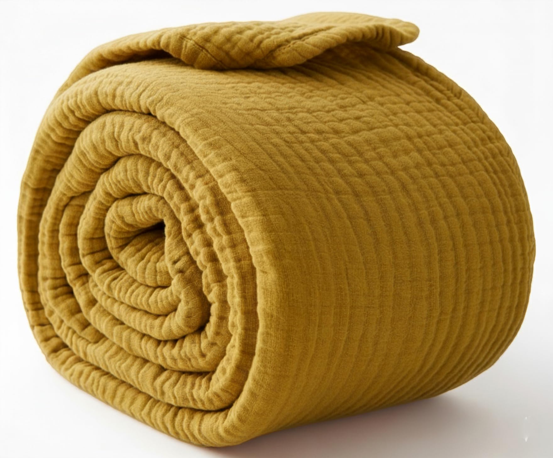 KyraHome Überwurfdecke aus 100% Bio-Musselin-Baumwolle, 139,7 x 152,4 cm, für Erwachsene, handgefärbt, atmungsaktiv, weich, leicht, Gaze, Überwurfdecke für Erwachsene, alle Jahreszeiten (senfgelb)