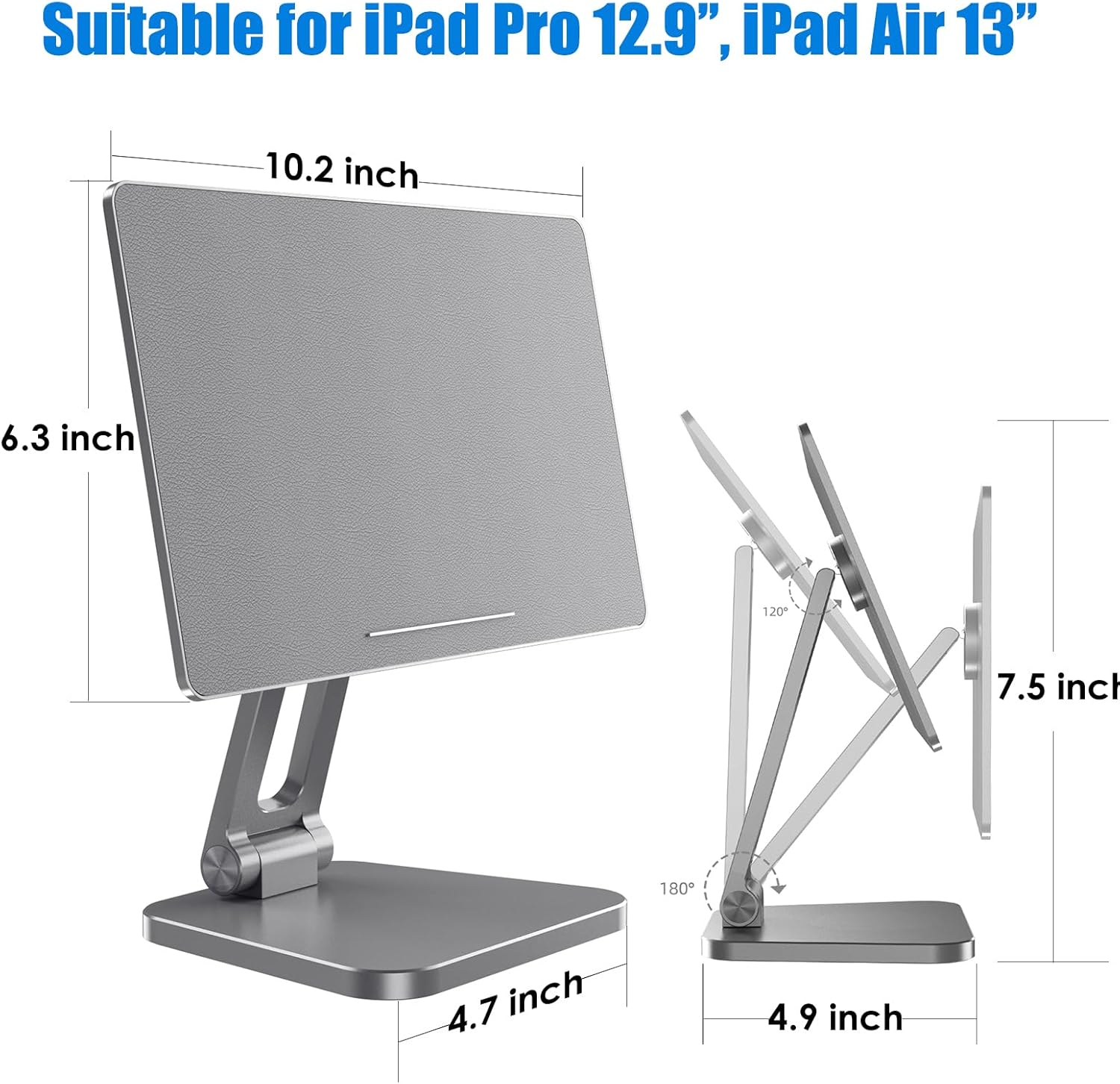 TooCust Magnetic Stand for Ipad Pro 12.9 Inch, iPad Air 13 Inch, 360° Adjustable Foldable, Strong Magnets & Thick Aluminium, for Magnetic Stand Ipad Pro 12.9’’ 3rd/4th/5th/6th Gen