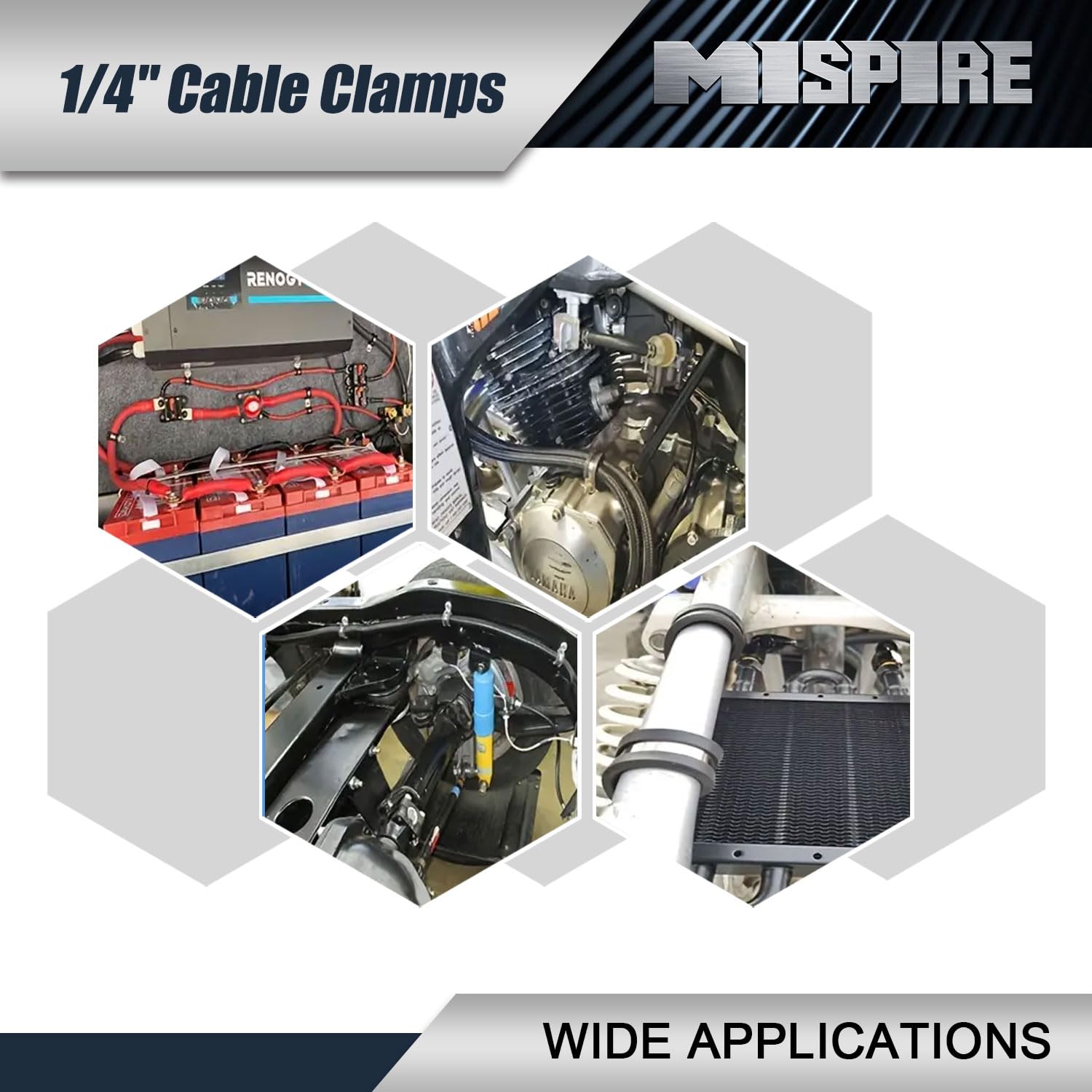 MISPIRE 100 Pack 3/8 Inch Cable Clamps - 304 Stainless Steel With Rubber Insulation For Hose, Pipe & Wire