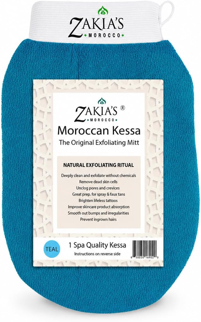 Zakia's Morocco Kessa Exfoliating Scrub Glove - Teal Blue