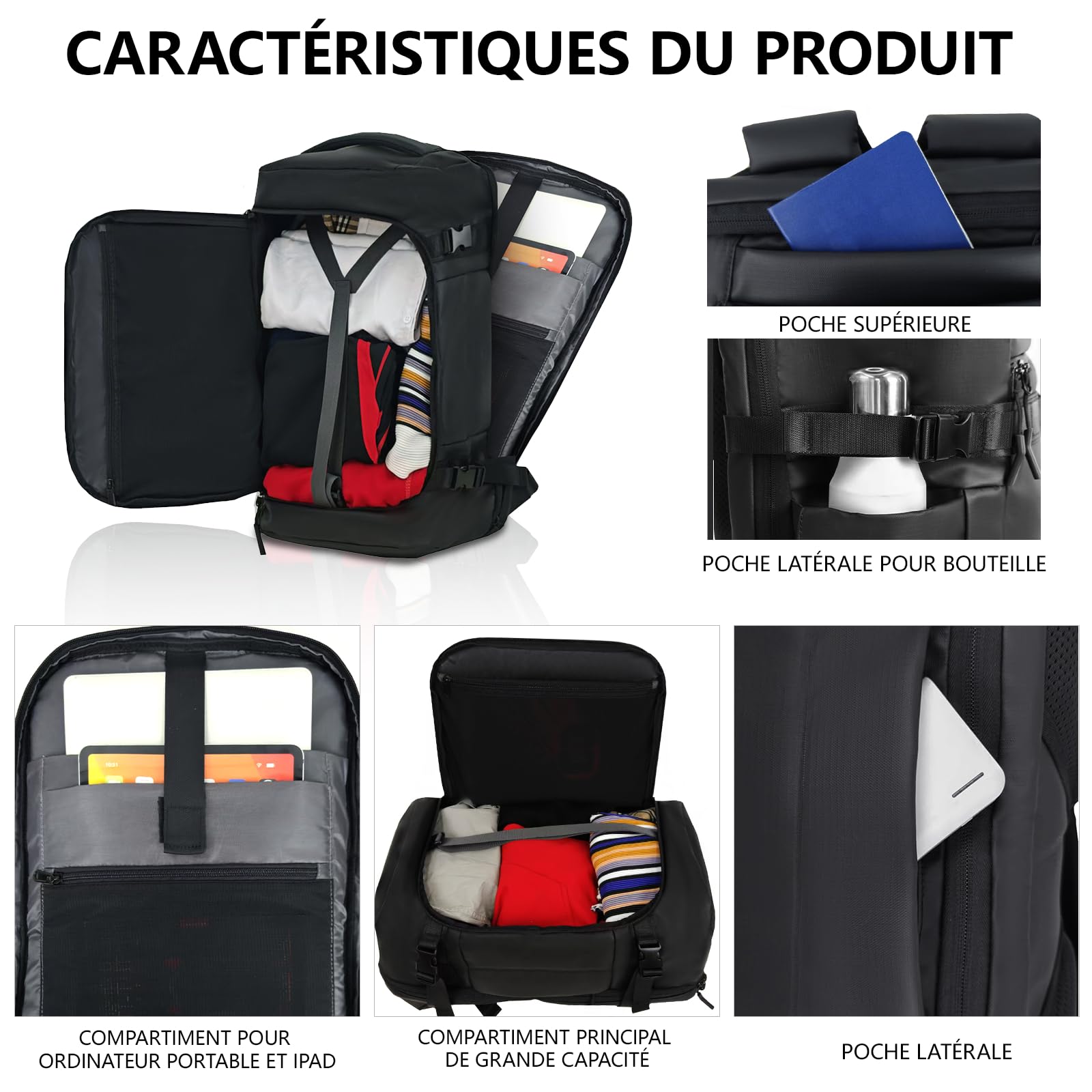 KINGSLONG SAC DE VOYAGE VACUUM: 58L RÉSISTANT À L'EAU, COMPACT,PROTECTION LAPTOP 15.6-17.3'' POMPE INCLUSE, IDÉAL AVION/EASYJET/RYANAIR, ÉTanche, Sac à Dos Business Outdoor Hiking