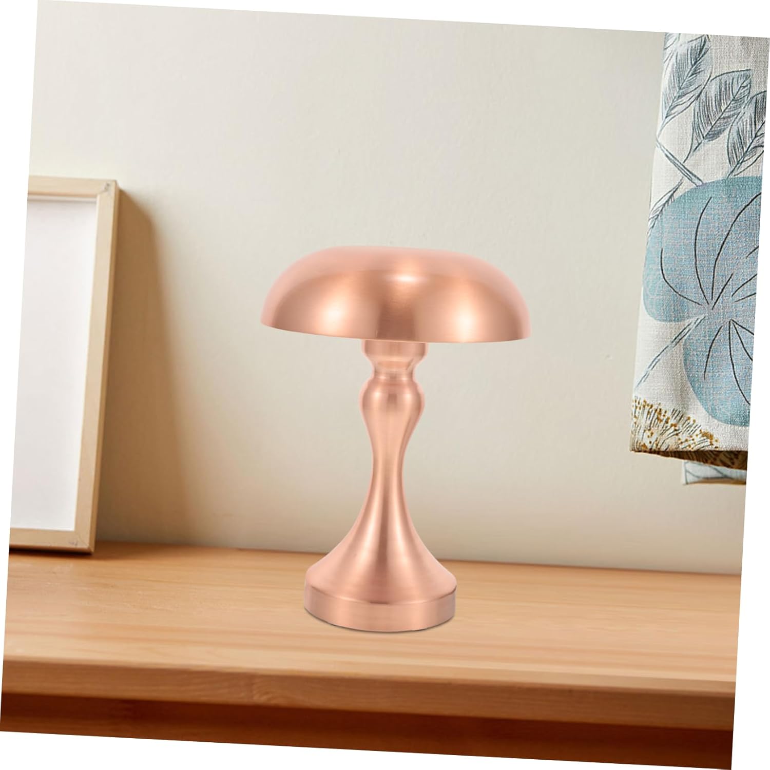 Mushroom Table Lamp Touch Control Rechargeable USB Night Light for Bedroom Dimmable Decorative Desktop Lamp Linen Shade