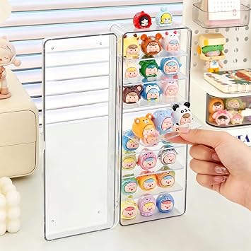 Mini Figures Storage Box & Hot Wheels Cars Storage Box, Clear Acrylic Display Case, Dustproof Multi-Layer Display Case with Removable Dividers for Figures Under 1.18