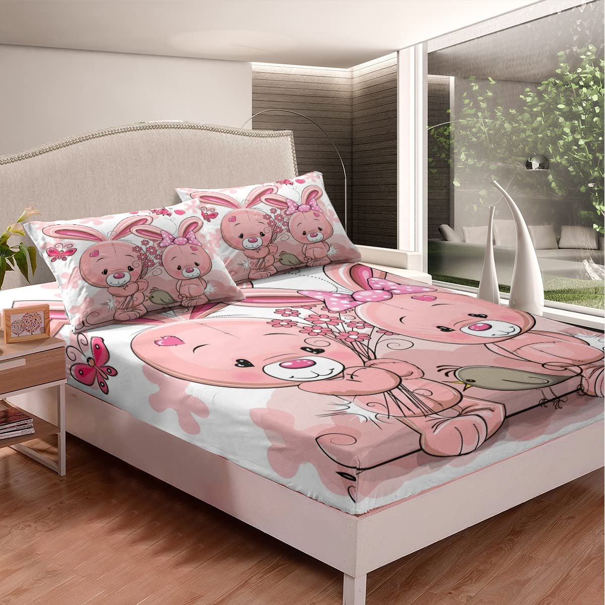 Set Biancheria Letto Neonato | 3 Pezzi Double-Face Coniglietto | Copripiumino 100x135 Cm + Federa 40x60 Cm + Lenzuolo 70x140 Cm - Foto 7