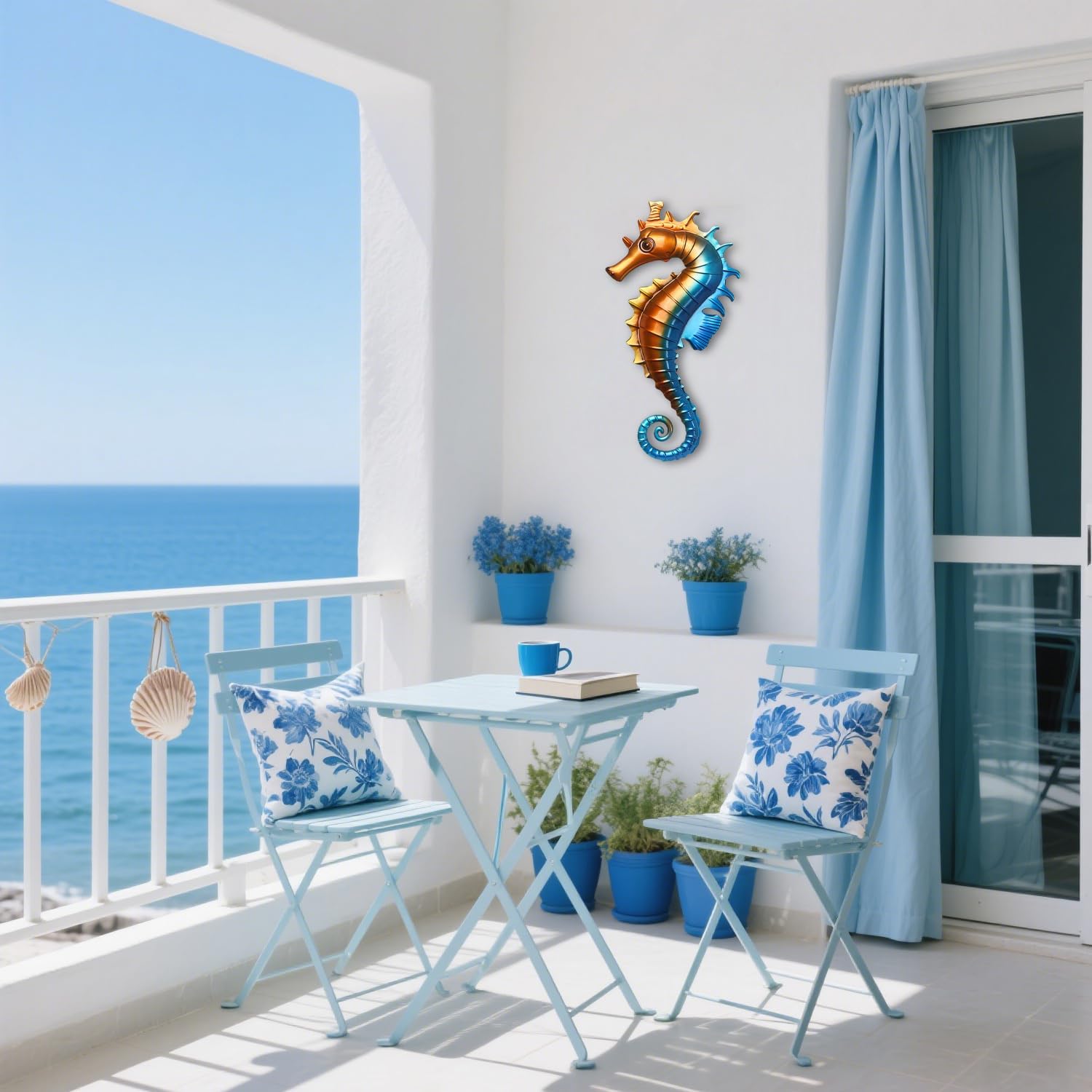 Ocean Dreams Metal Wall Art - (Seahorse) 2-Piece Handcrafted Iron Sea Creature Cutouts - Coastal Style Home Decor - Unique Gift