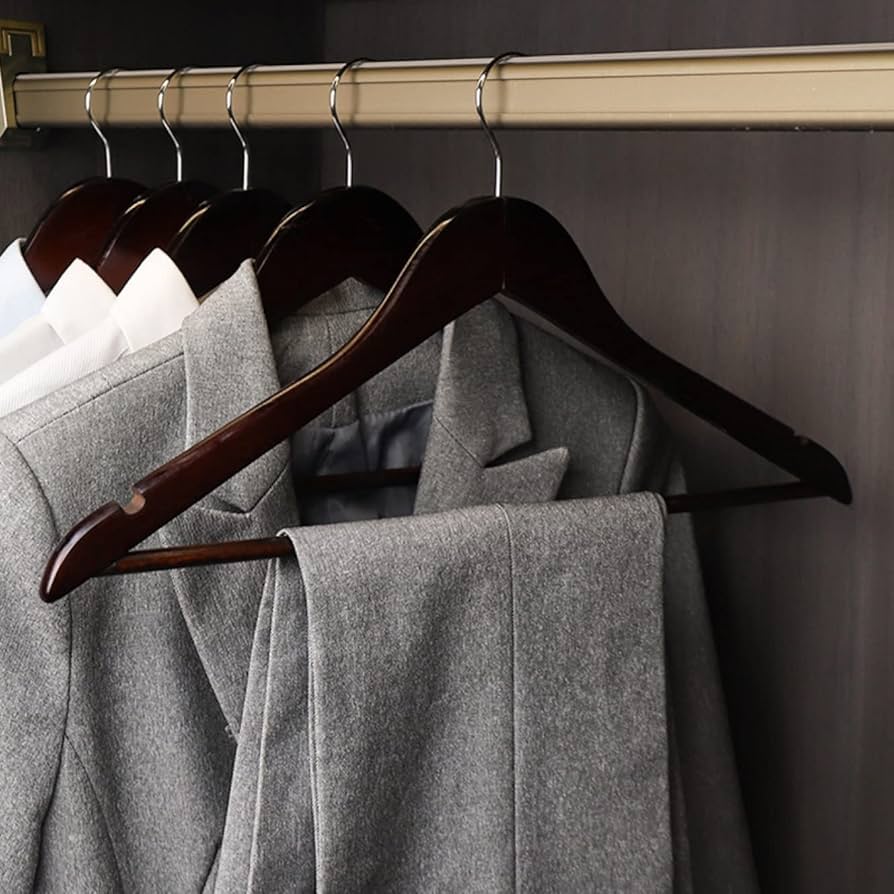 Amazon.co.jp: ハンガー 木製 木製ハンガー 黒1 40 10本組 木製