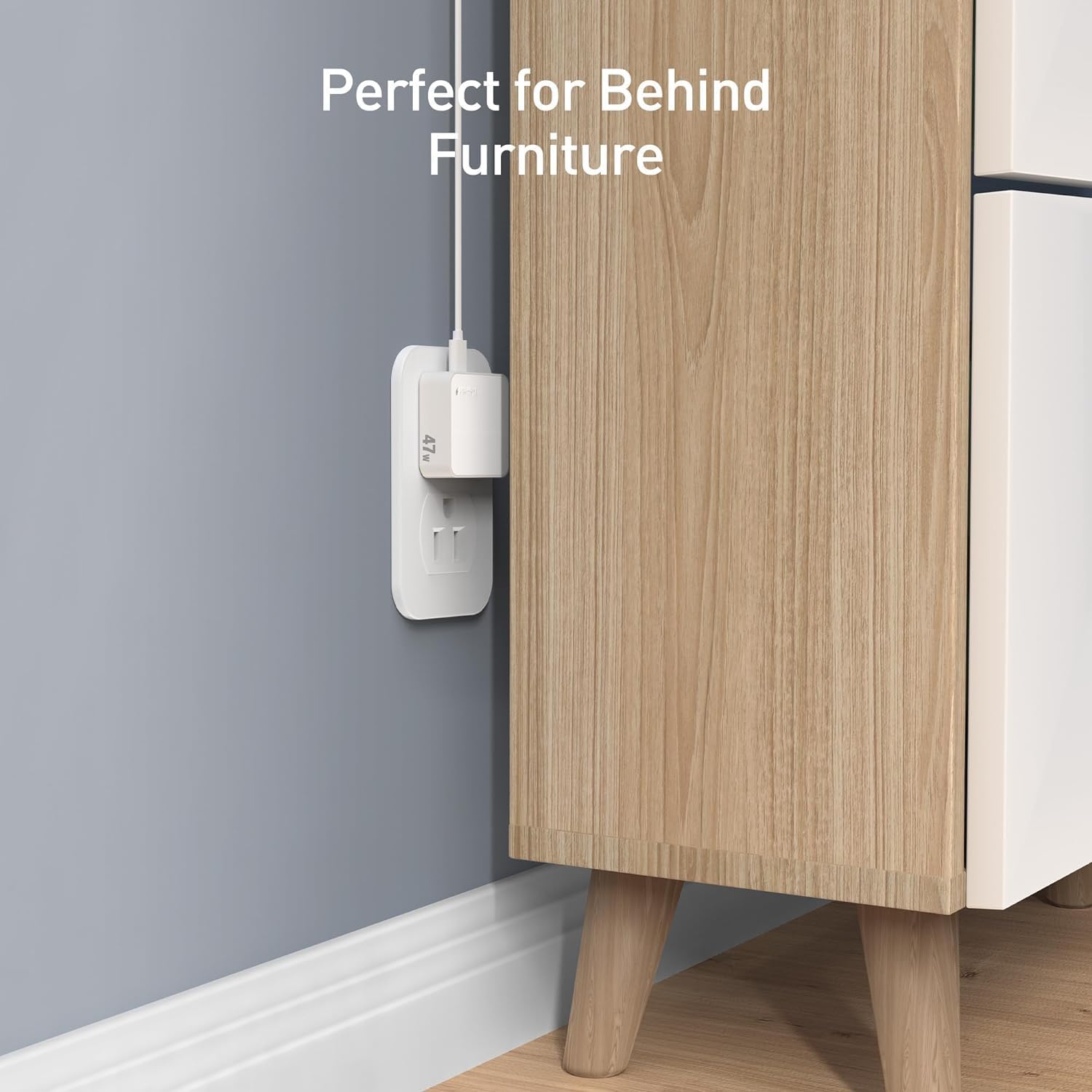 Nekmit Flat USB C Wall Charger, 47W Dual Ports USB C Charger Block, PPS Fast Charging Wall Plug for iPhone 15/15 Pro/15 Pro Max, Galaxy, MacBook Air, iPad, AirPods and More (White) - Image 4