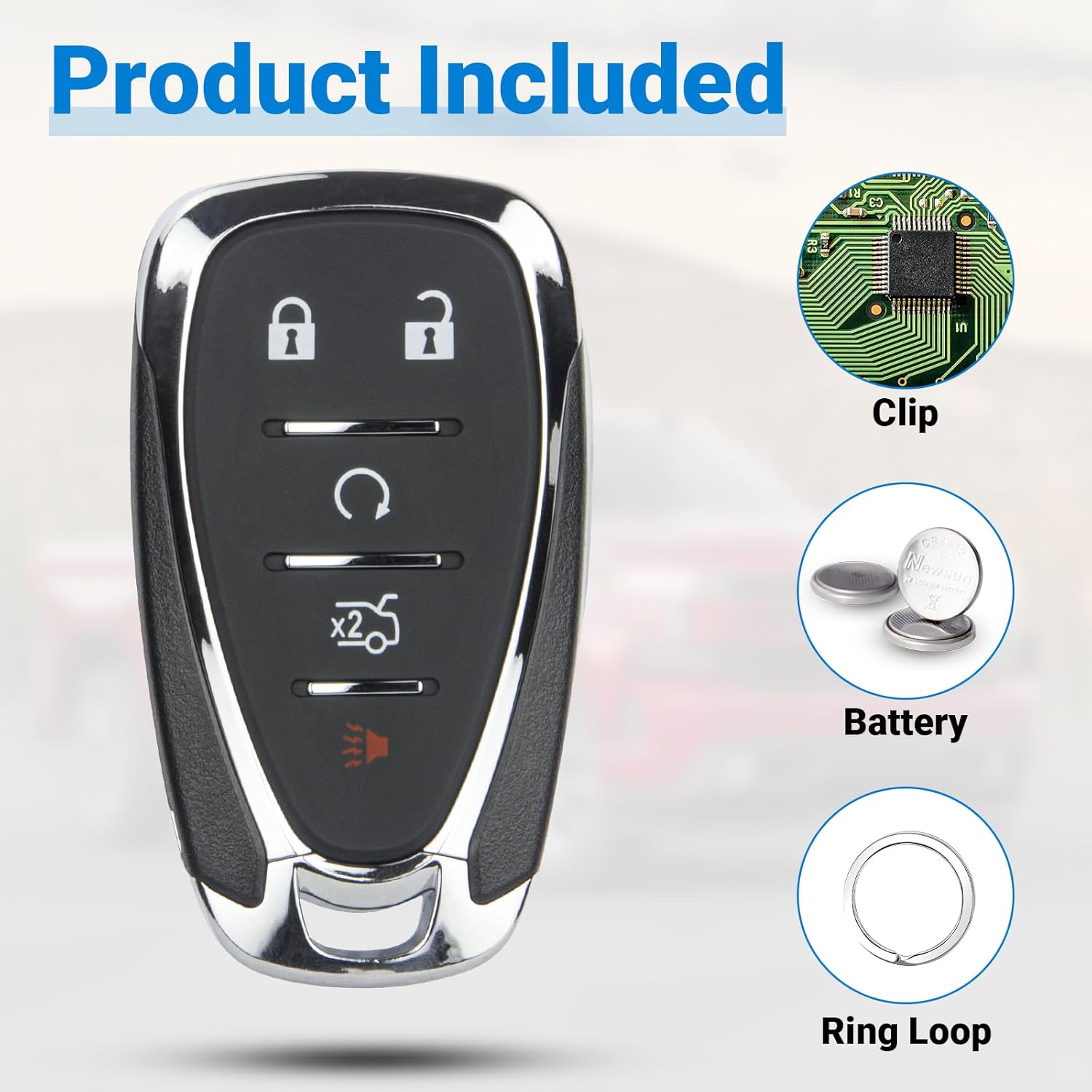 Key Fob Replacement Compatible with 2006-2021 Chevy Malibu Camaro 2006-2019 Chevy Cruze Keyless Entry Remote Control HYQ4EA 4-Btn (1-Pack)