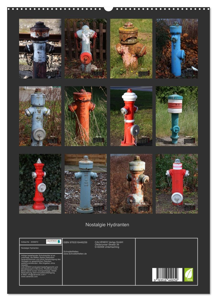 Nostalgie Hydranten (hochwertiger Premium Wandkalender 2026 DIN A2 hoch), Kunstdruck in Hochglanz: Hydranten am Straßenrand (CALVENDO Technologie)