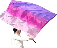 Vista 20 de Winged Sirenny Bandera de seda Poi, 50 pulgadas rectangular Spinning Playsilk Alabanza Profética Adoración Danza Banner (rojo)