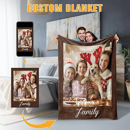 Miniatura 2 de Manta personalizada con foto | Manta personalizada con foto para novia, novio, mamá, papá | Manta de franela personalizada con imagen de regalo para
