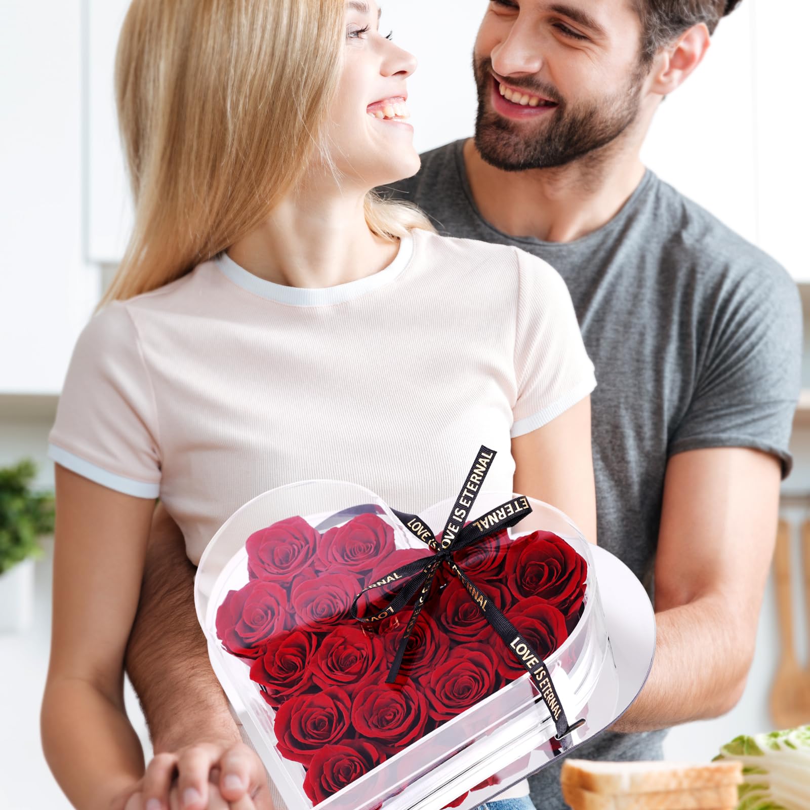 16 Piezas Rosa Eterna Hecha a Mano Rosa Preservada Caja de Regalo Rosas Nunca Marchitas Flor Eterna para el Amante Regalo para Ella en el día de San Valentín día de la Madre