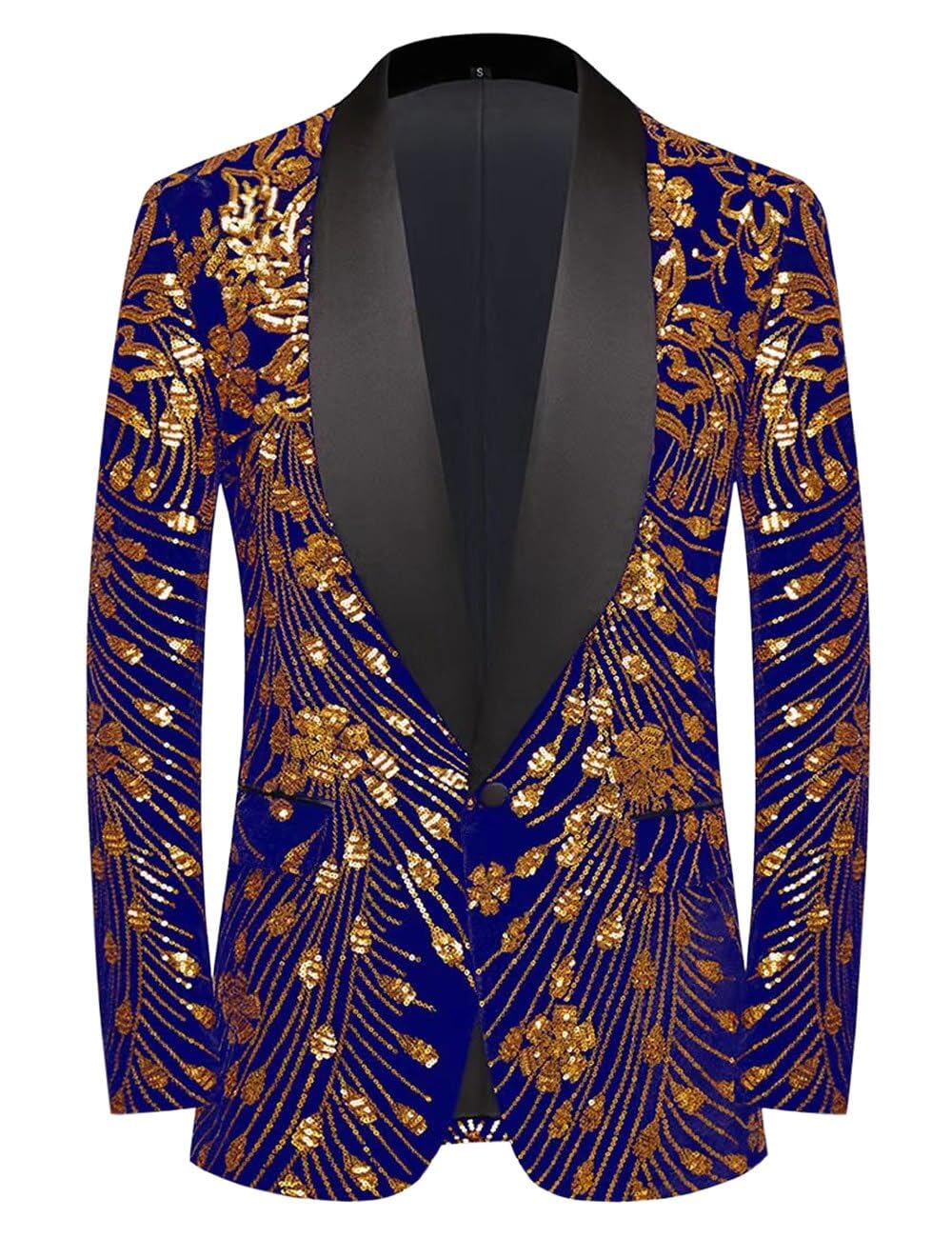 Men's Sequins Velvet Shawl Collar Blazer for Wedding Party Stage Dinner-image-18