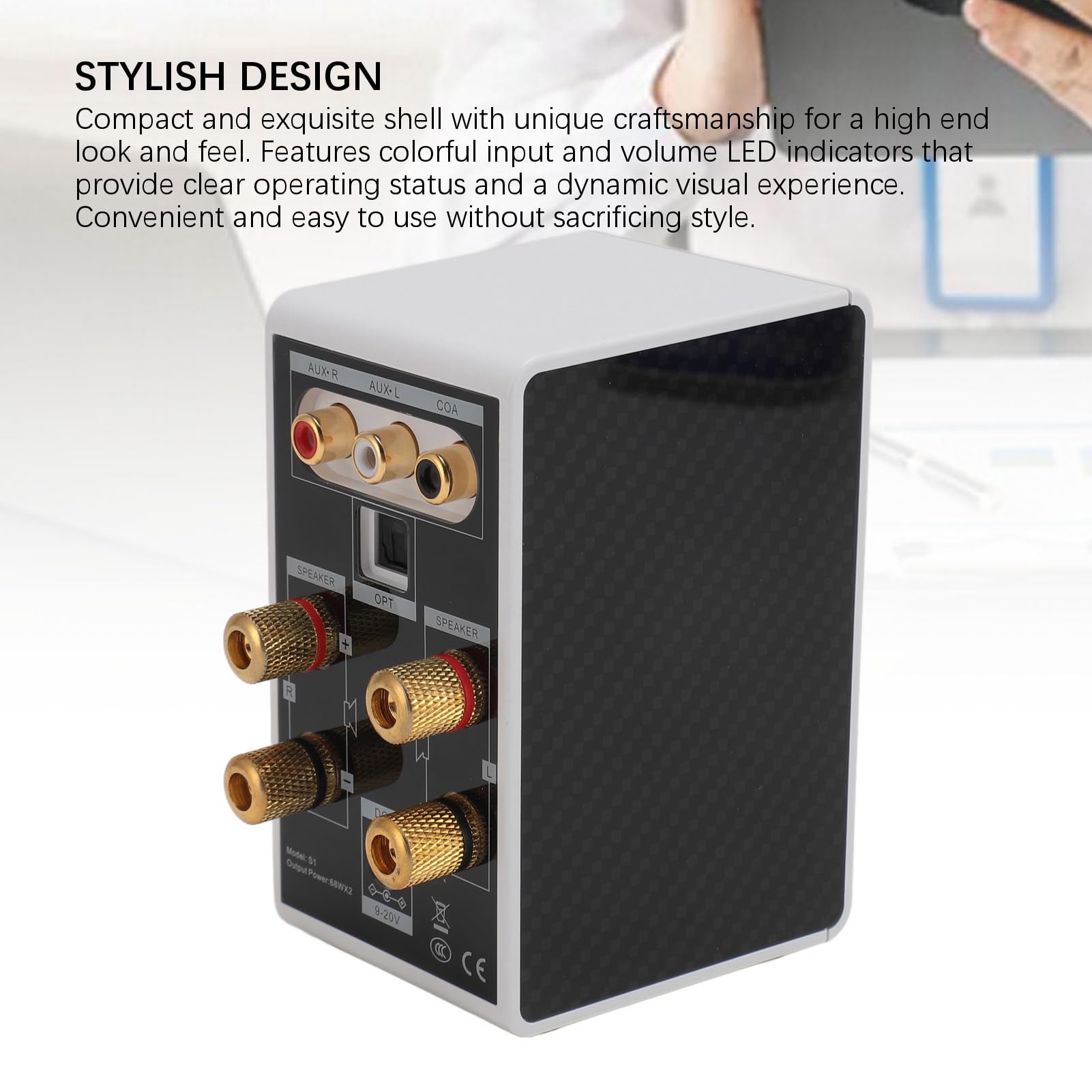 Bezprzewodowy Domowy Wzmacniacz Stereo Bluetooth, Wzmacniacz Dwukanałowy 200 W System Odbiornika Audio z Optycznym, Koncentrycznym Złączem USB Dźwięk Radia HiFi Cyfrowy
