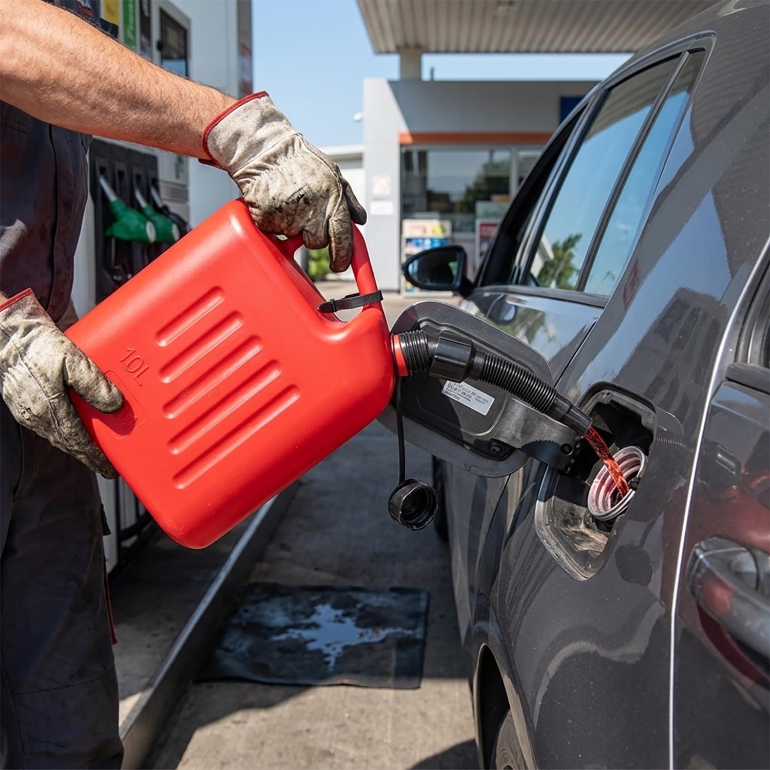 Garrafa Gasolina Roja Multiusos con Tapón y Manguera – 5L, 10L o 20L – Pack 4 o 5 Unidades. Bidón Con Agarre Fácil de Usar (Garrafa Gasolina Homologada 10L)