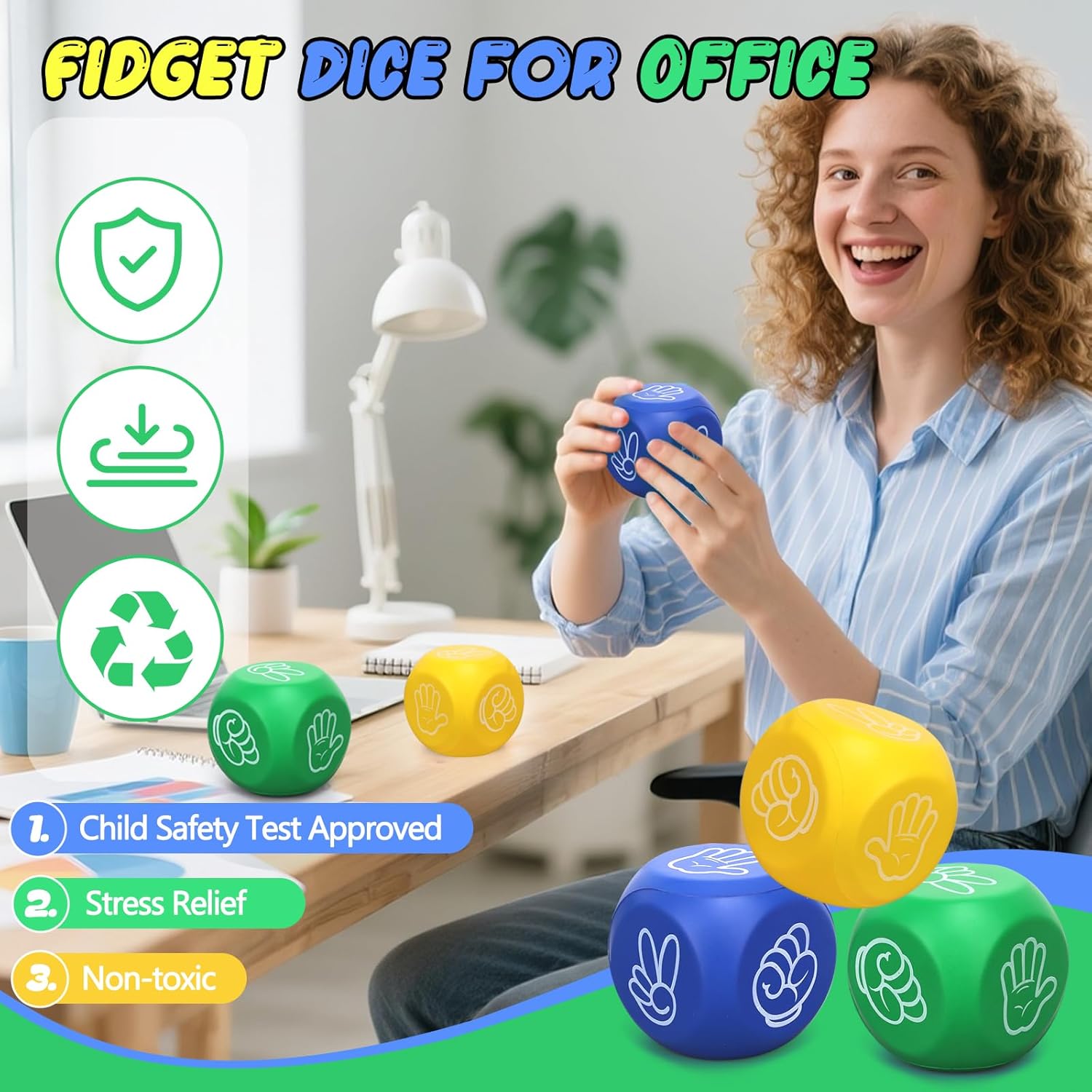 Foam Dice Squeeze Toy, Foam Fidget Toy for Finger Guessing Game, 2.7inch 6 Sided Rock Paper Scissors Game Dice for Adults Kids Stress Relief, Goodie Bag Filler Classroom Prize Learning Essential 3PCS
